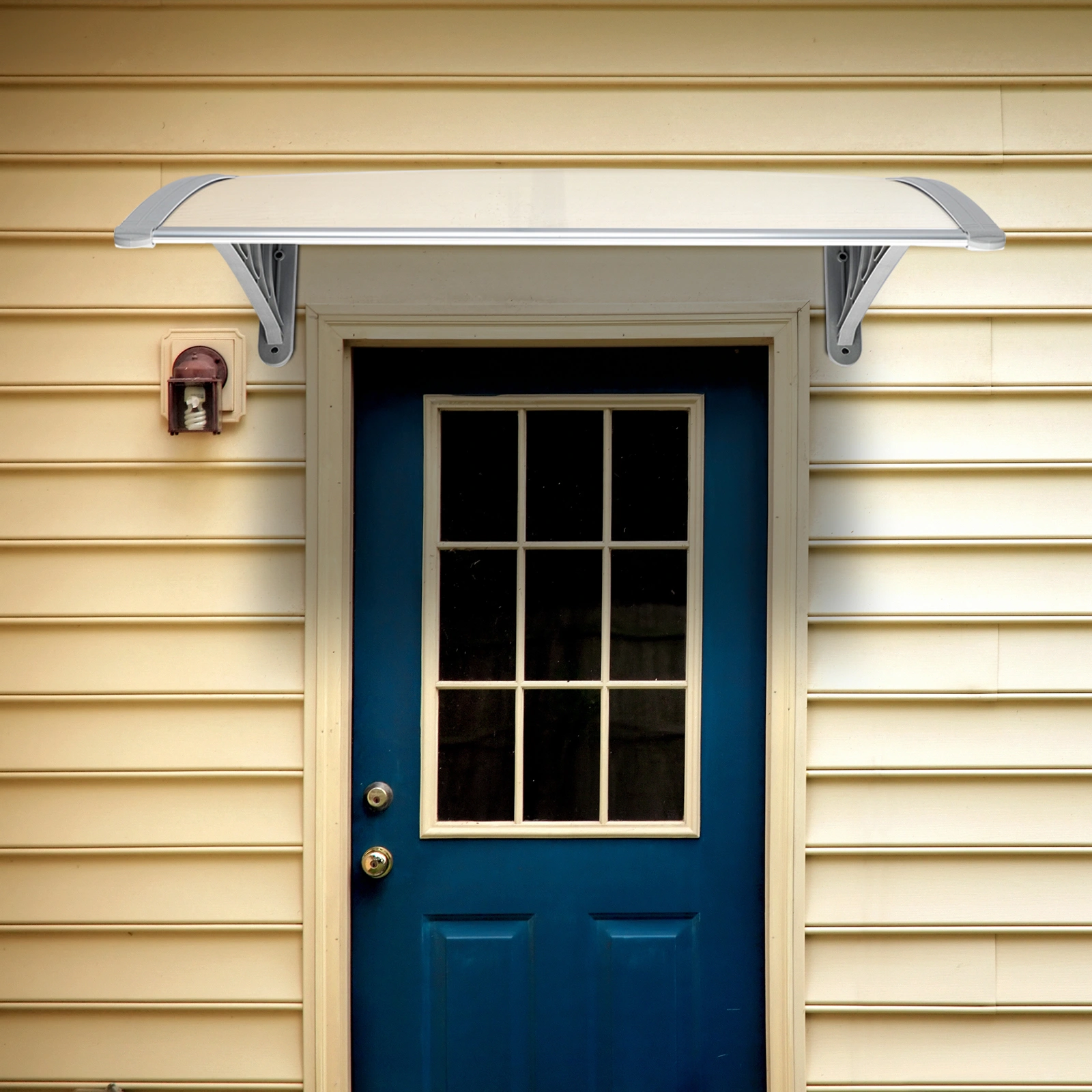 HT-100 x 80 Door & Window Rain Cover Eaves Canopy House - White & Gray Bracket view 3