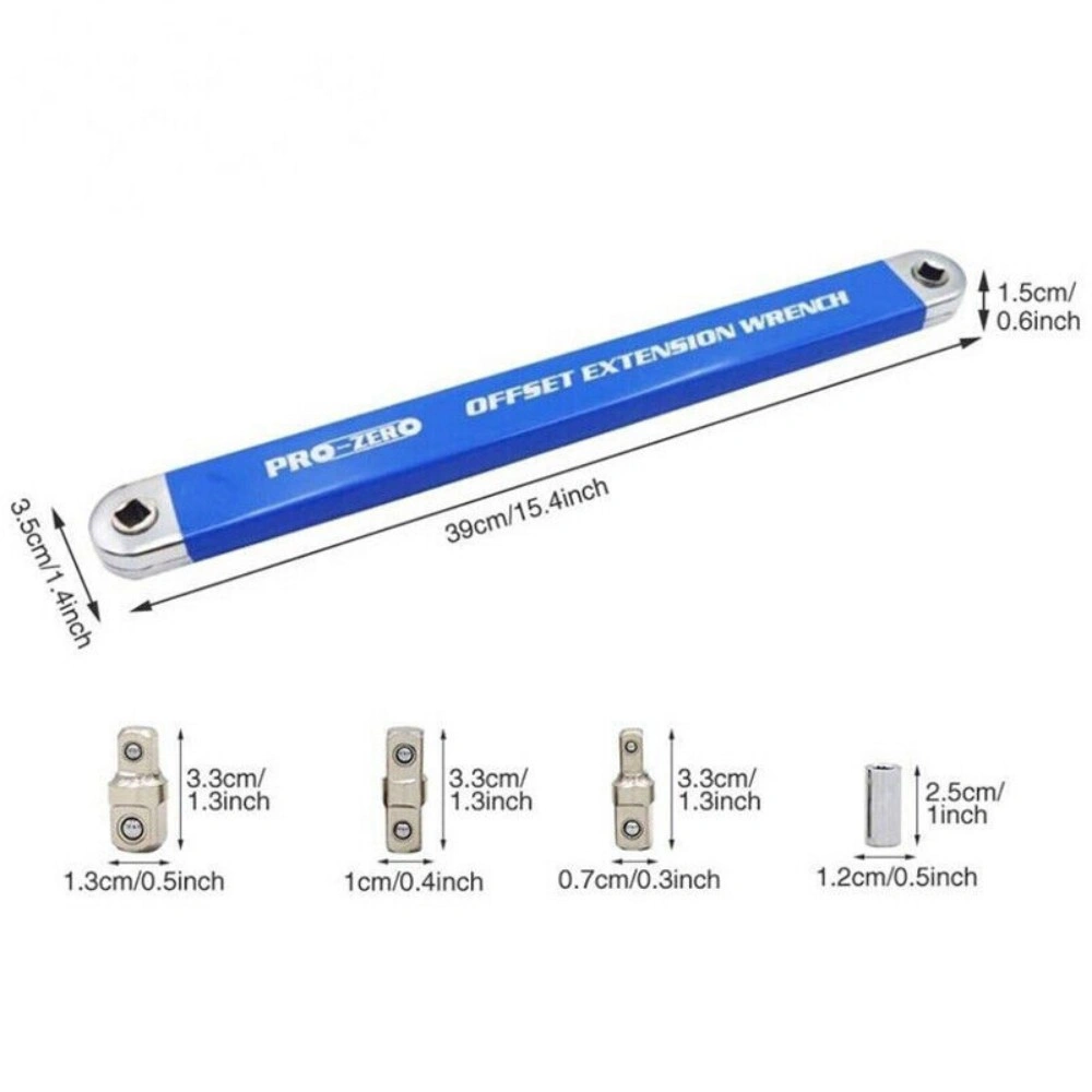 Socket Wrench Extension Offset Ratchet Key Set with Adapter, Multifunction