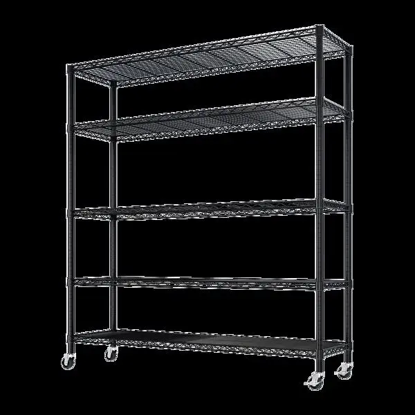 Heavy Duty Storage Shelves 59.06" W Wire Shelving Unit with Wheels 3125LBS NSF Metal Shelves for Storage Adjustable Garage Storage Rack Pantry Shelf Commercial Shelving, 74.02" H X 59.06''W X 17.72 view 3