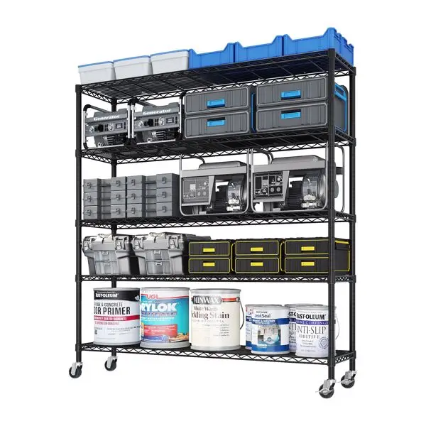 Heavy Duty Storage Shelves 59.06" W Wire Shelving Unit with Wheels 3125LBS NSF Metal Shelves for Storage Adjustable Garage Storage Rack Pantry Shelf Commercial Shelving, 74.02" H X 59.06''W X 17.72 view 5