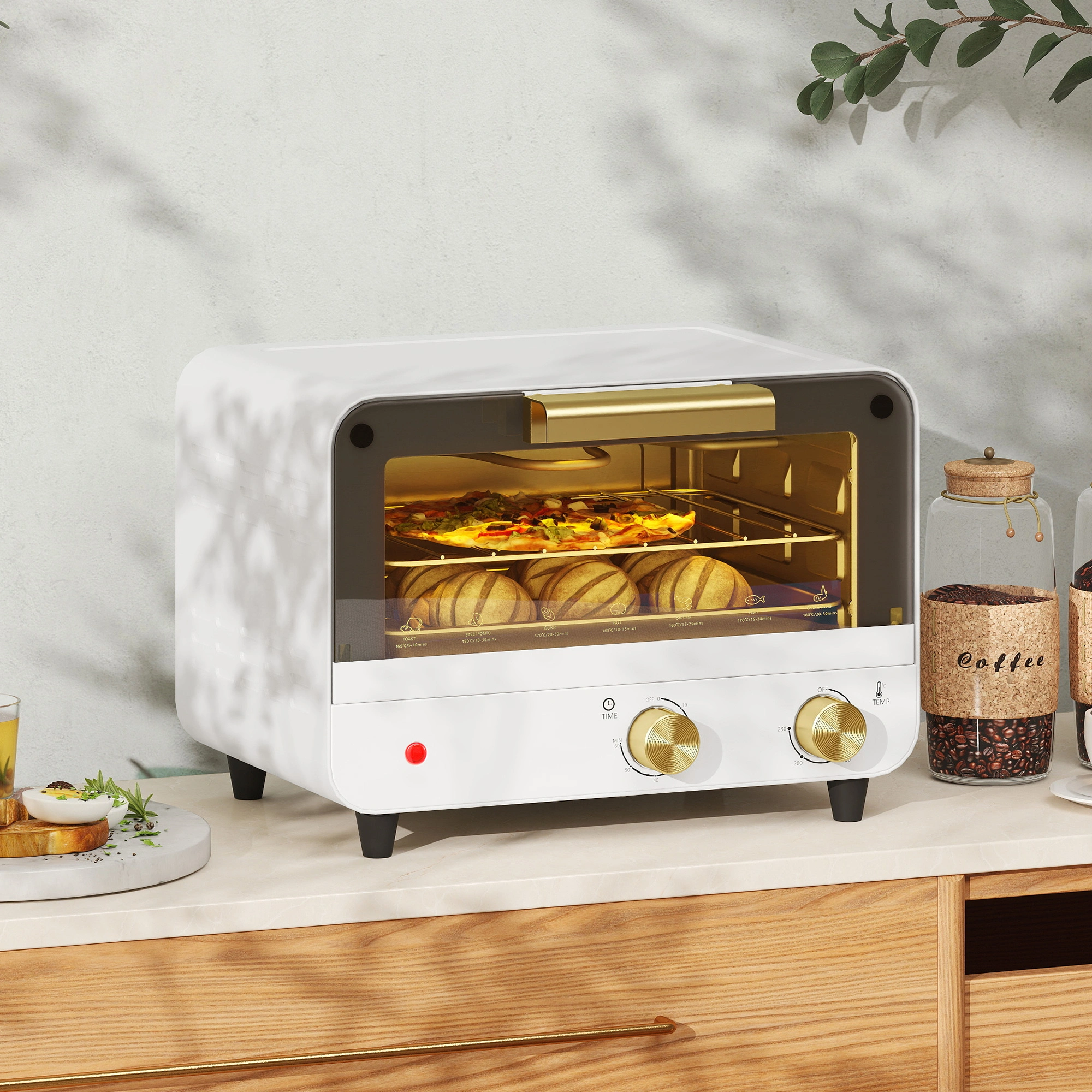 Convection Oven, 30 Qt Digital countertop oven, 12 Cooking Functions, Stainless Steel, Includes Bake Pan & Roast Rack, 1800W