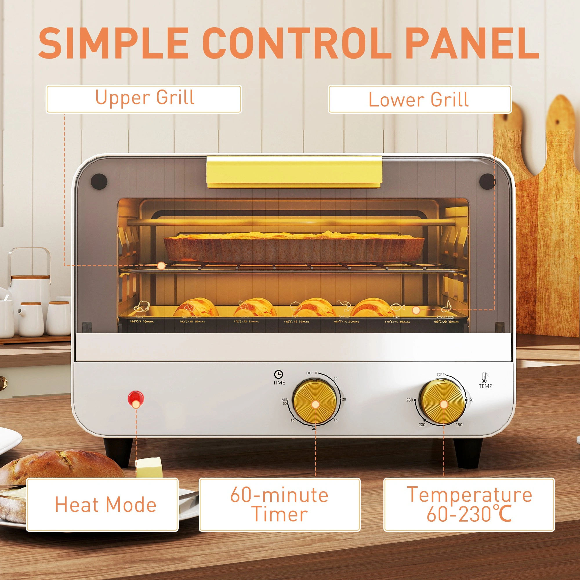 Convection Oven, 30 Qt Digital countertop oven, 12 Cooking Functions, Stainless Steel, Includes Bake Pan & Roast Rack, 1800W view 3
