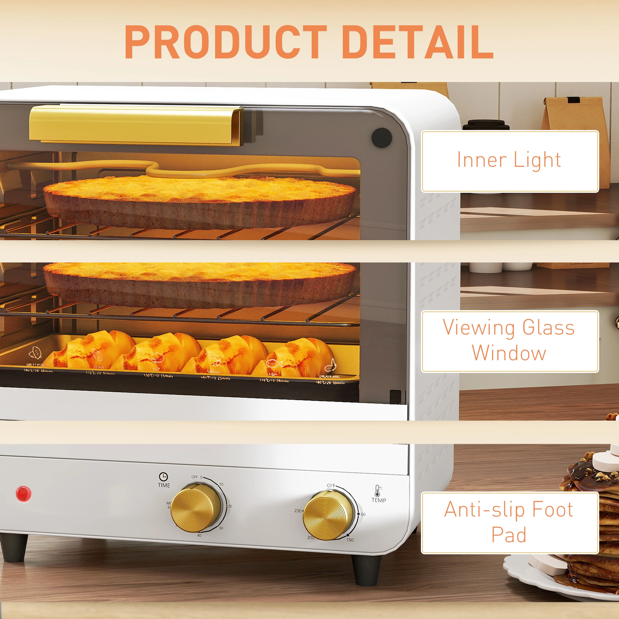 Convection Oven, 30 Qt Digital countertop oven, 12 Cooking Functions, Stainless Steel, Includes Bake Pan & Roast Rack, 1800W view 4