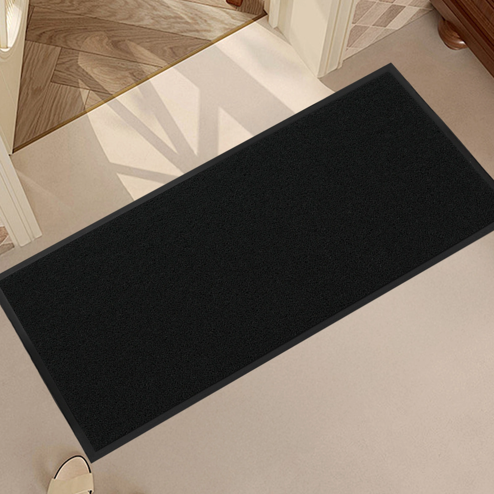 Black PVC Composite Entrance Mat 90x180cm, Heavy Duty Anti-Fatigue Commercial Floor Mat, 1.2cm Thick Jumbo Entrance Rug view 2