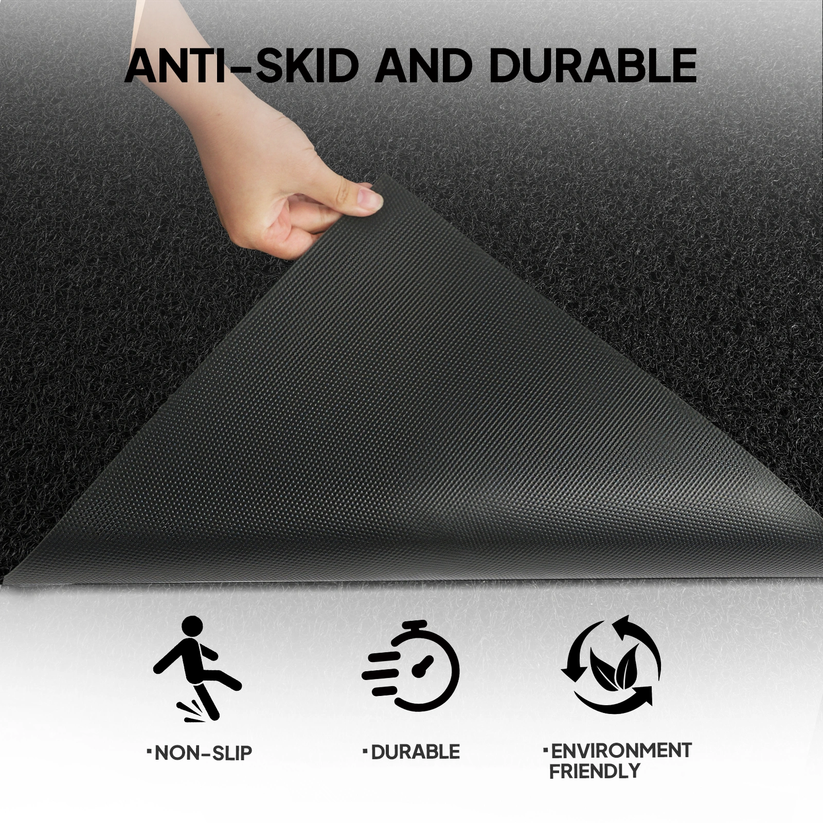 Black PVC Composite Entrance Mat 90x180cm, Heavy Duty Anti-Fatigue Commercial Floor Mat, 1.2cm Thick Jumbo Entrance Rug view 4
