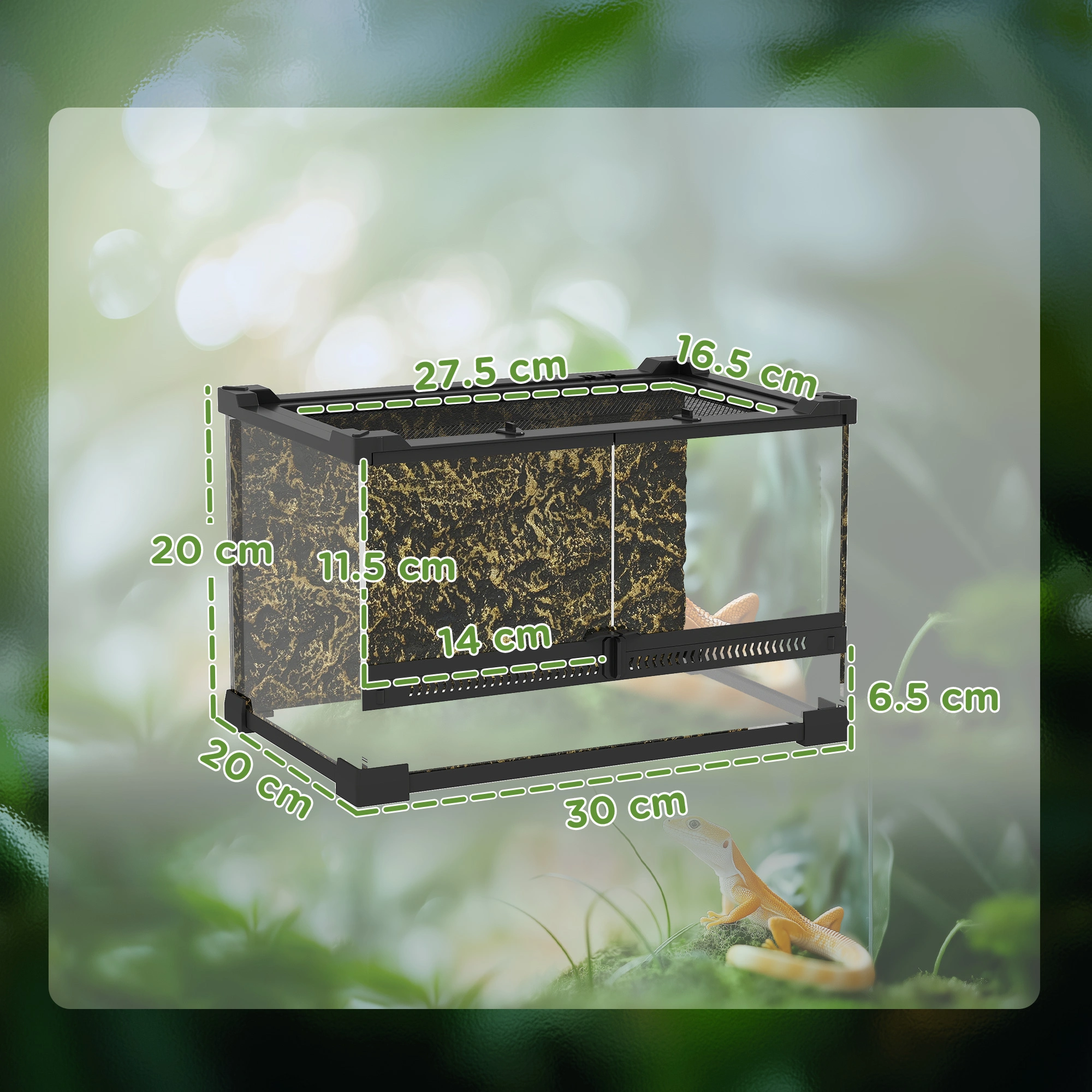 Reptile Glass Terrarium - Large Glass Enclosure Habitat Tank for reptiles, snakes, lizards, herpetology view 2