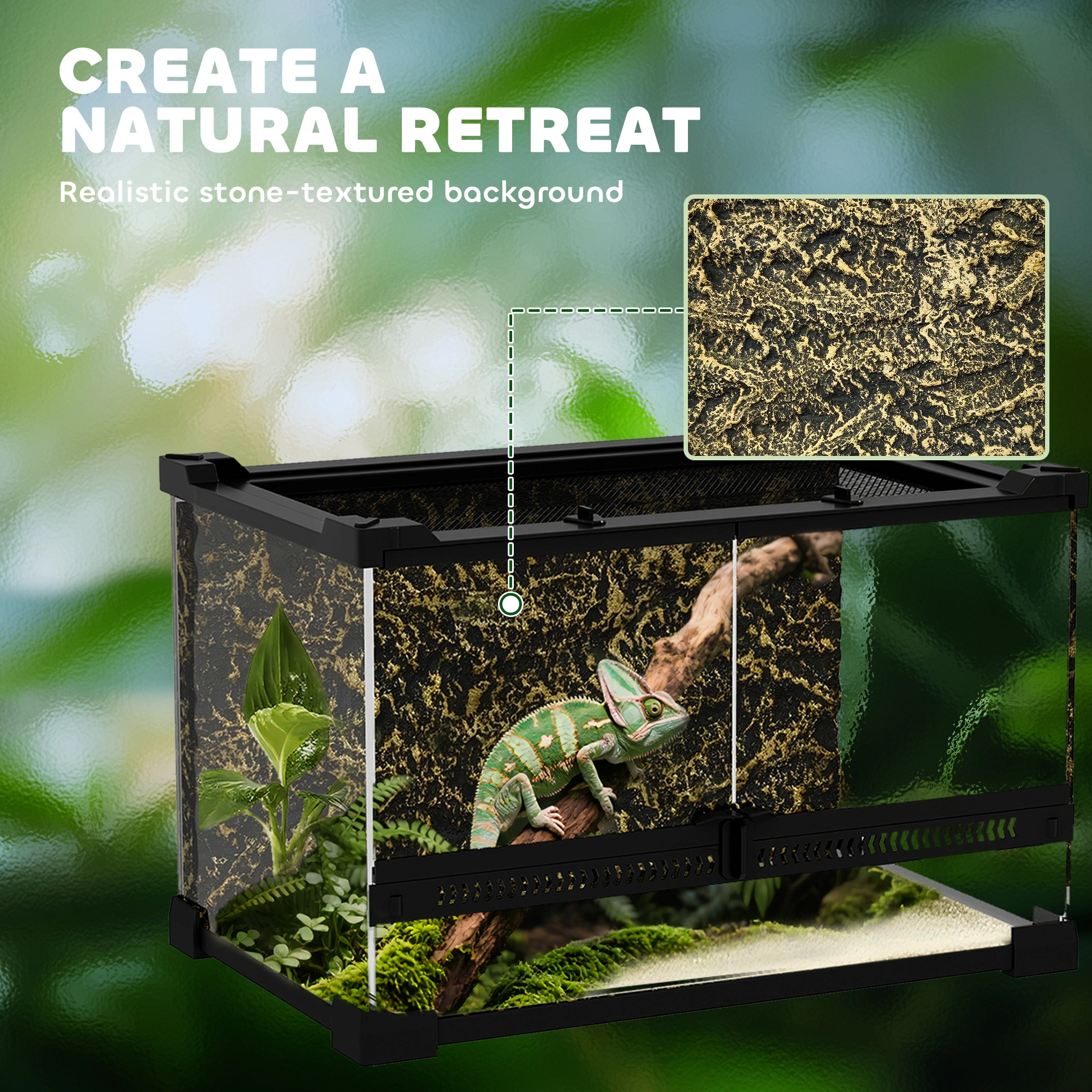 Reptile Glass Terrarium - Large Glass Enclosure Habitat Tank for reptiles, snakes, lizards, herpetology view 4