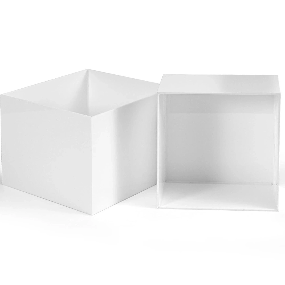 4+4 PCS Acrylic Cube Display Boxes Nesting Risers Clear Cake Stands Dessert Stand Tiered UK view 3