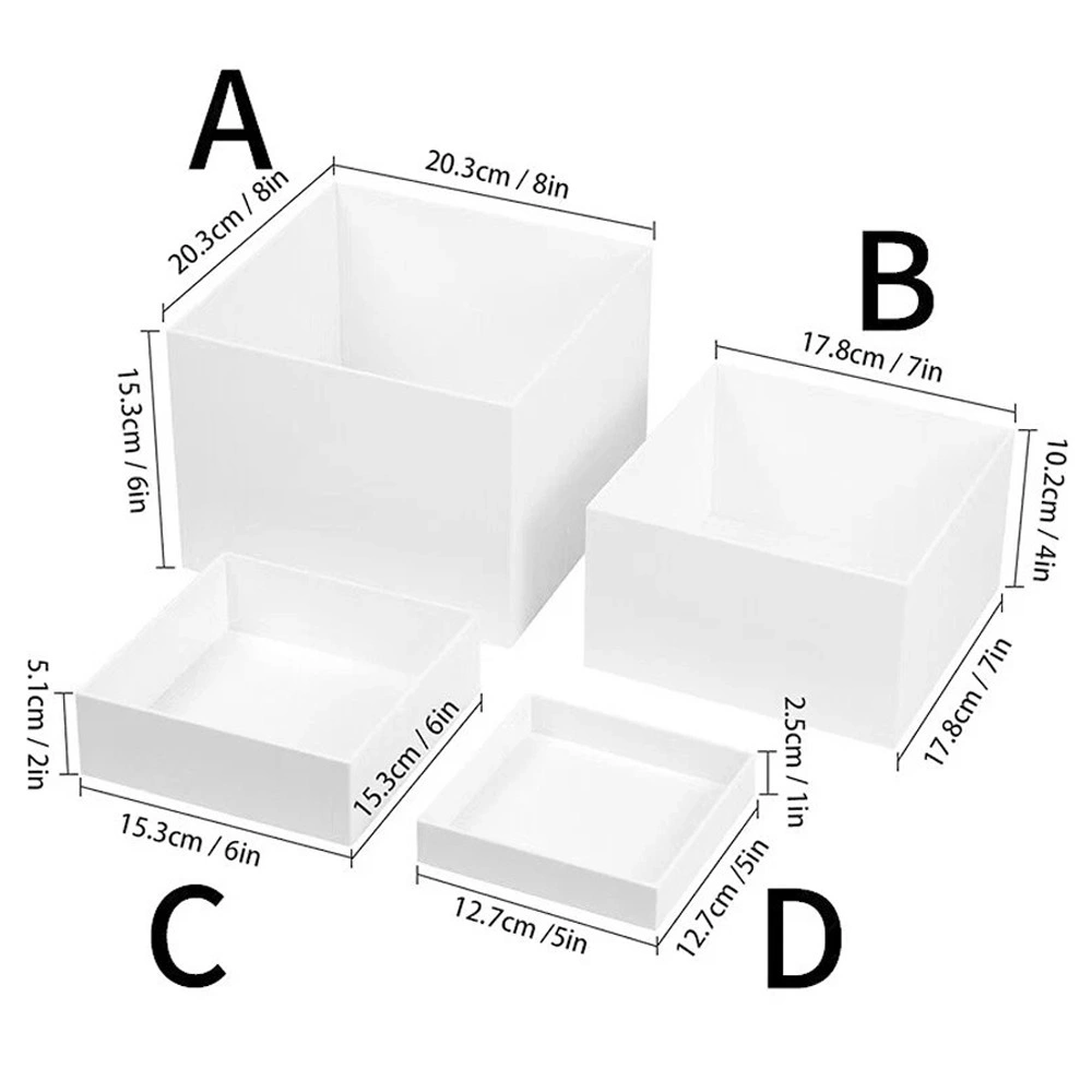 4+4 PCS Acrylic Cube Display Boxes Nesting Risers Clear Cake Stands Dessert Stand Tiered UK view 4