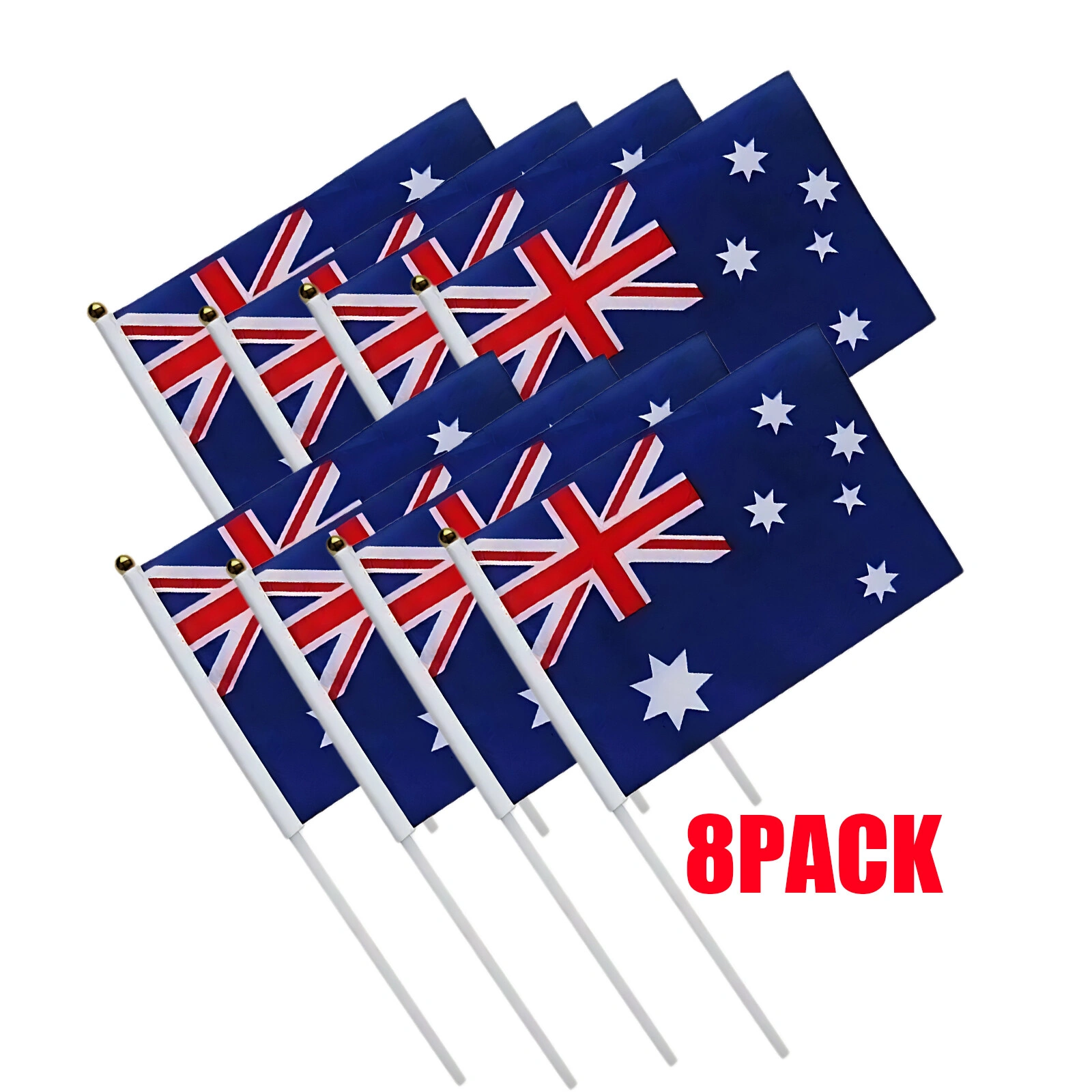 8 Pack Australia Hand Wave Flag 21x14cm 8.5x5.5" Plastic Stick Party Stadium Waver view 3