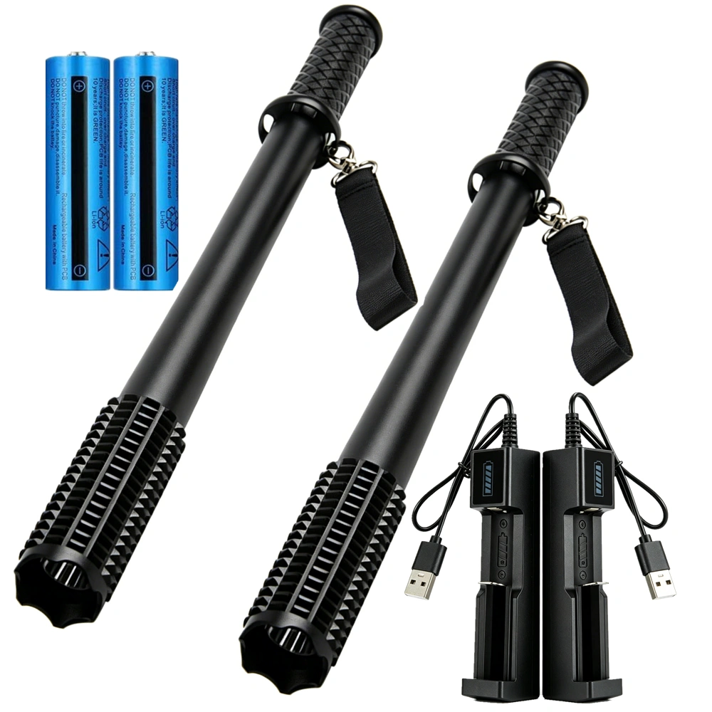 2 Pack USB Rechargeable LED Flashlight, 3 Modes Hiking Security Torch, Camping Outdoor Light Set