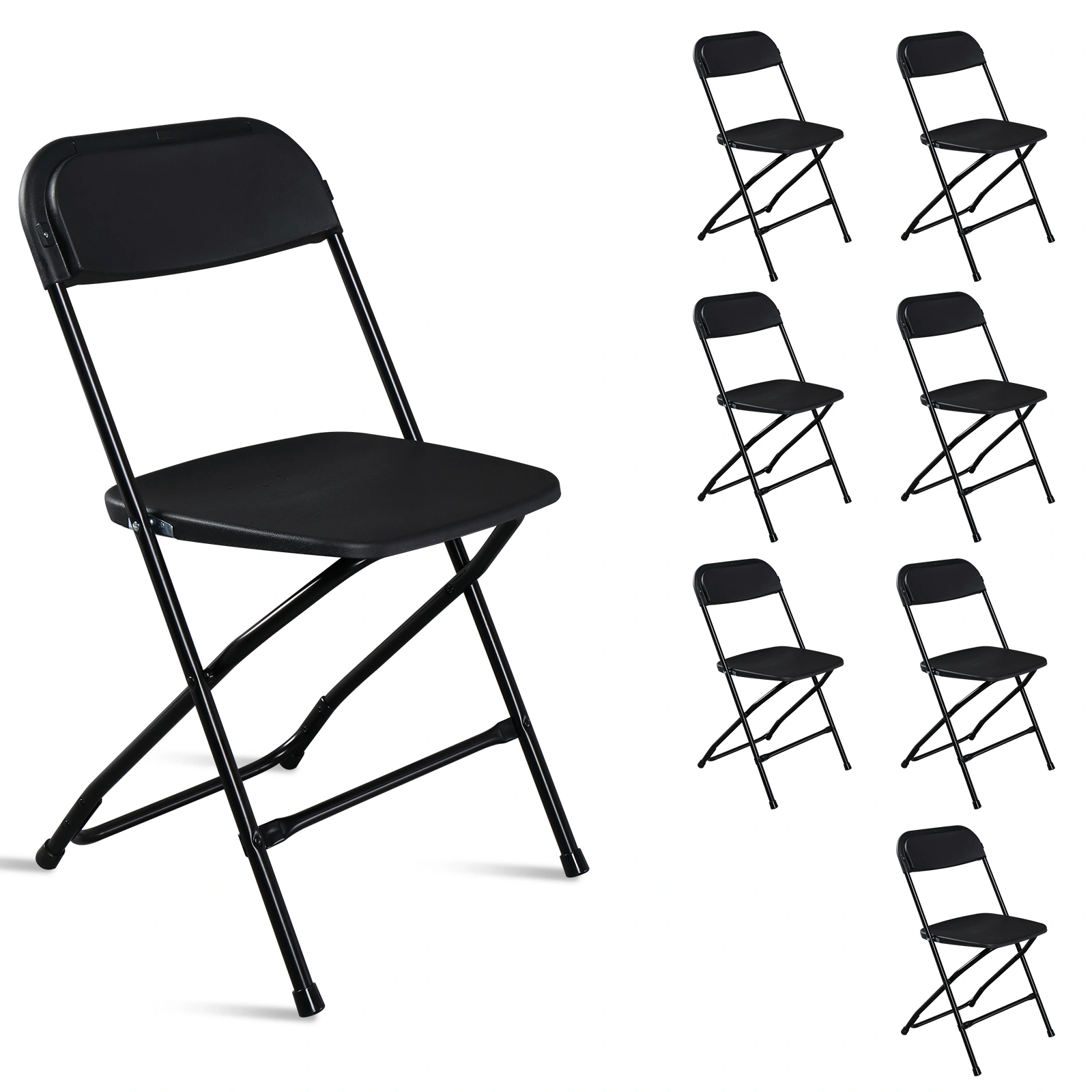 6pcs Injection Molding Classic Garden Plastic Folding Chair Black view 10