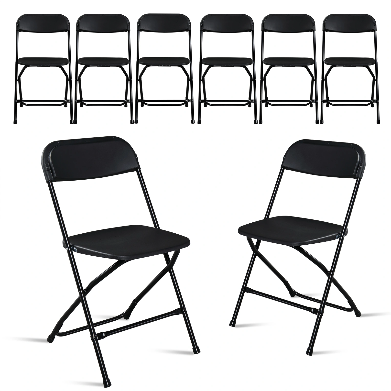 6pcs Injection Molding Classic Garden Plastic Folding Chair Black view 12