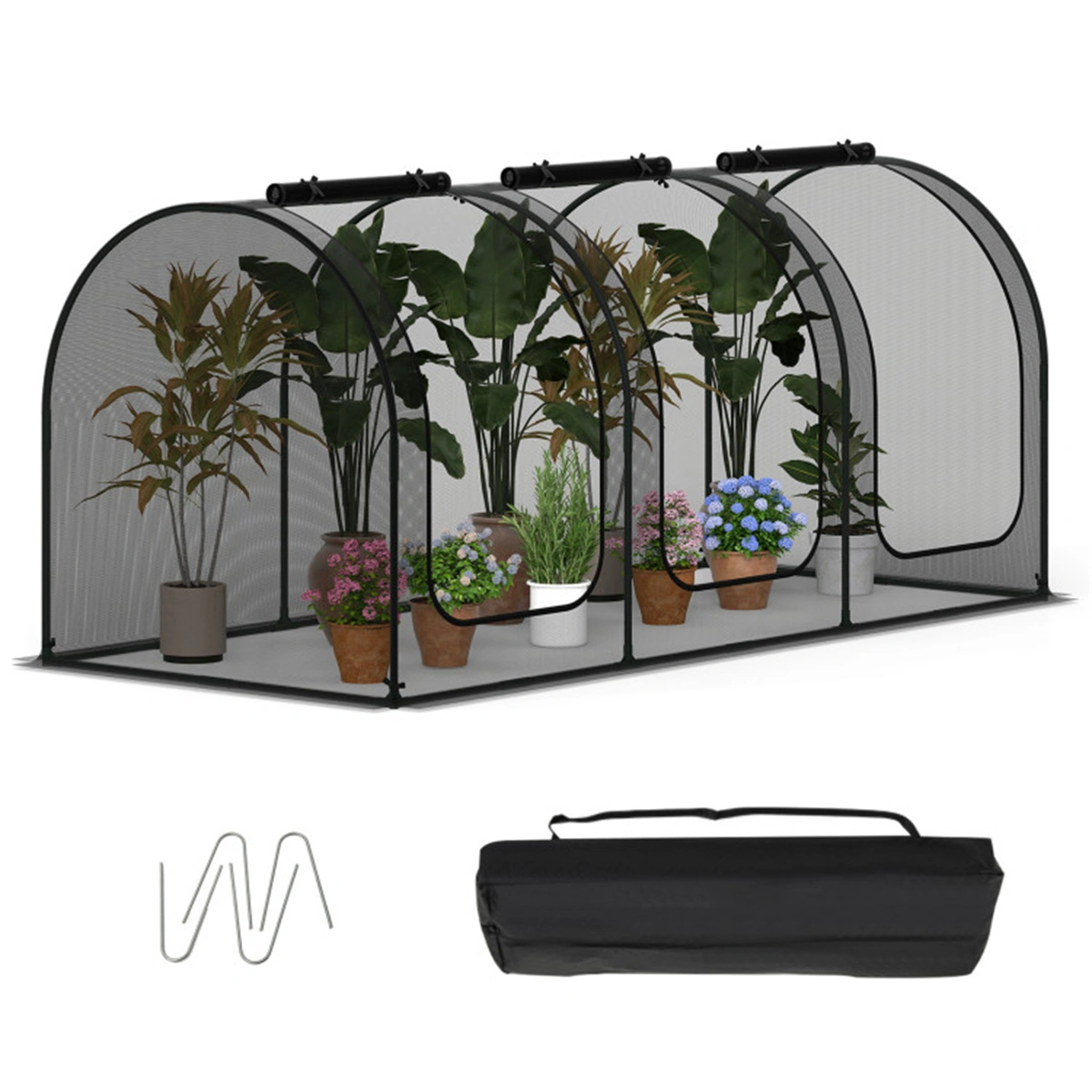 Green 108"x48"x47" Garden Crop Cage with High-Density Nylon Mesh, Plant Protection Tent with Zippered Doors for Vegetables & Flowers