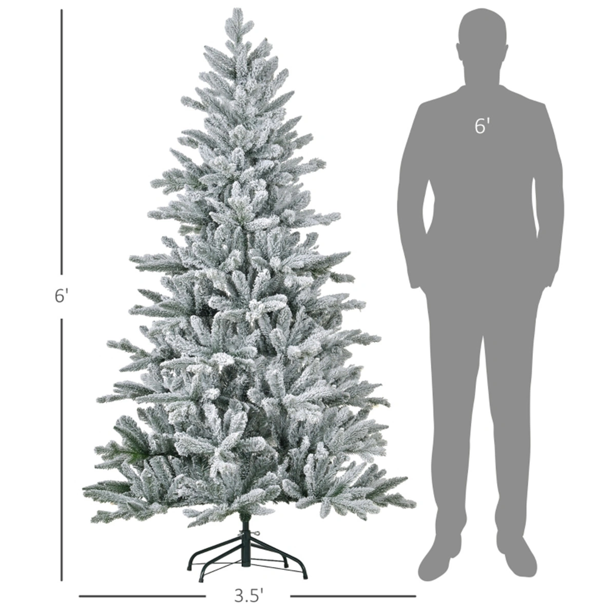 6ft Artificial Christmas Tree, Full Pre-Lit Pine Holiday Tree with LED Lights for Indoor Outdoor Decor view 3