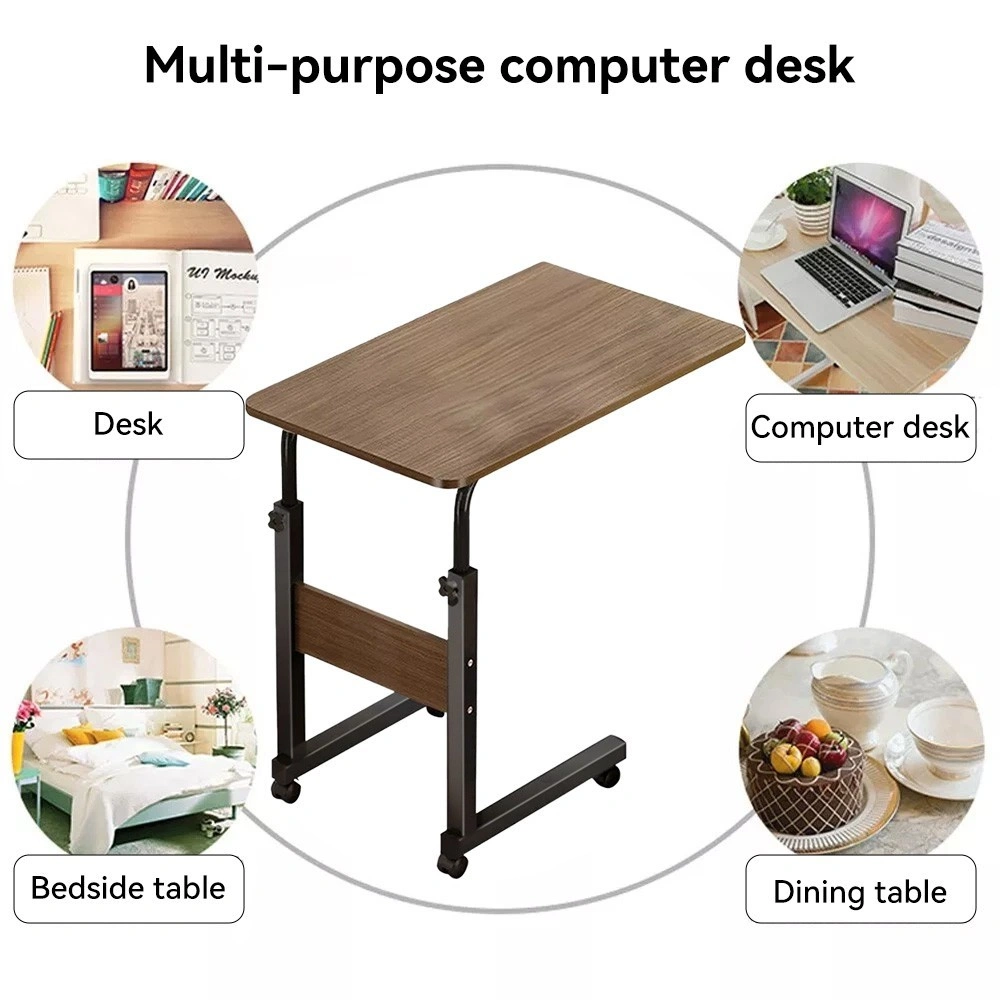 Medical Overbed Bedside Table Adjustable Height with Wheels Hospital Home Desk view 3