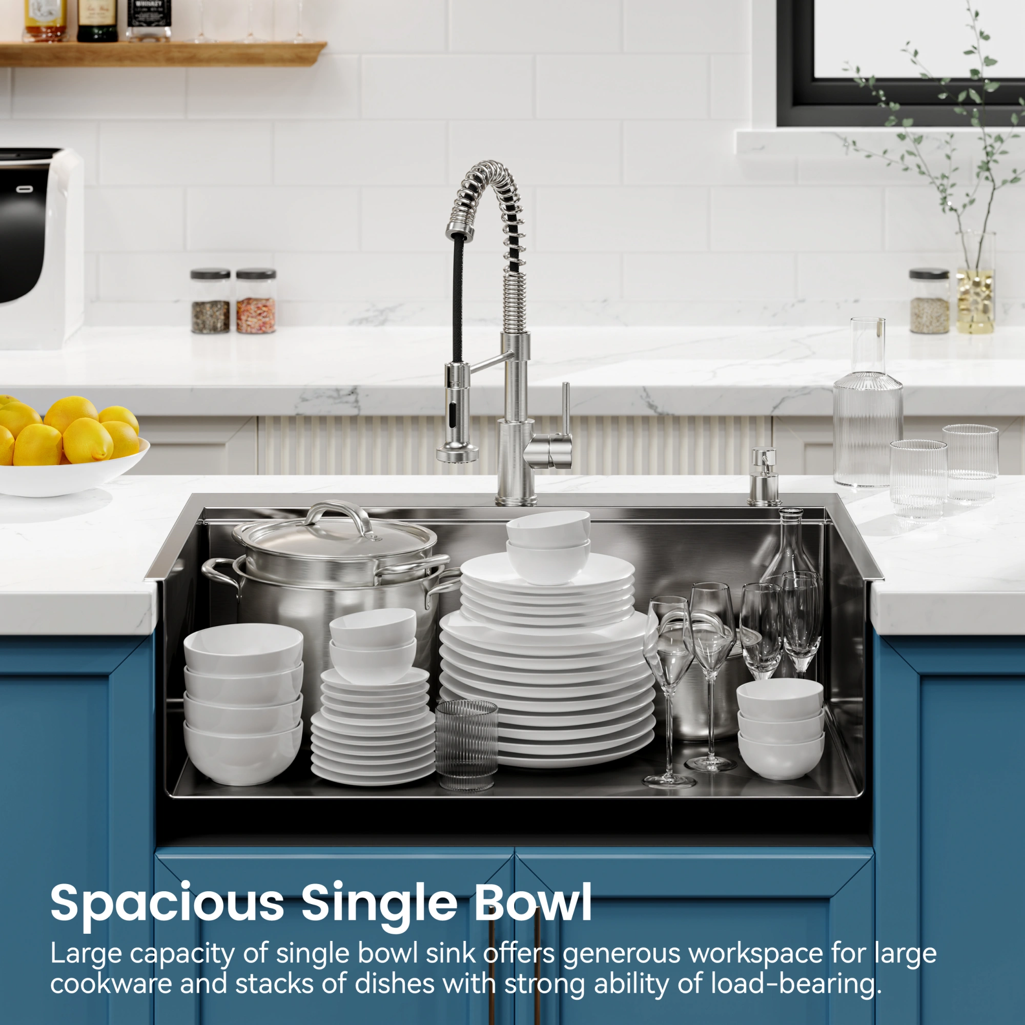 33x22 Black Stainless Steel Kitchen Sink, Single Bowl Overmount Handmade Sink with Cutting Board & Colander view 10