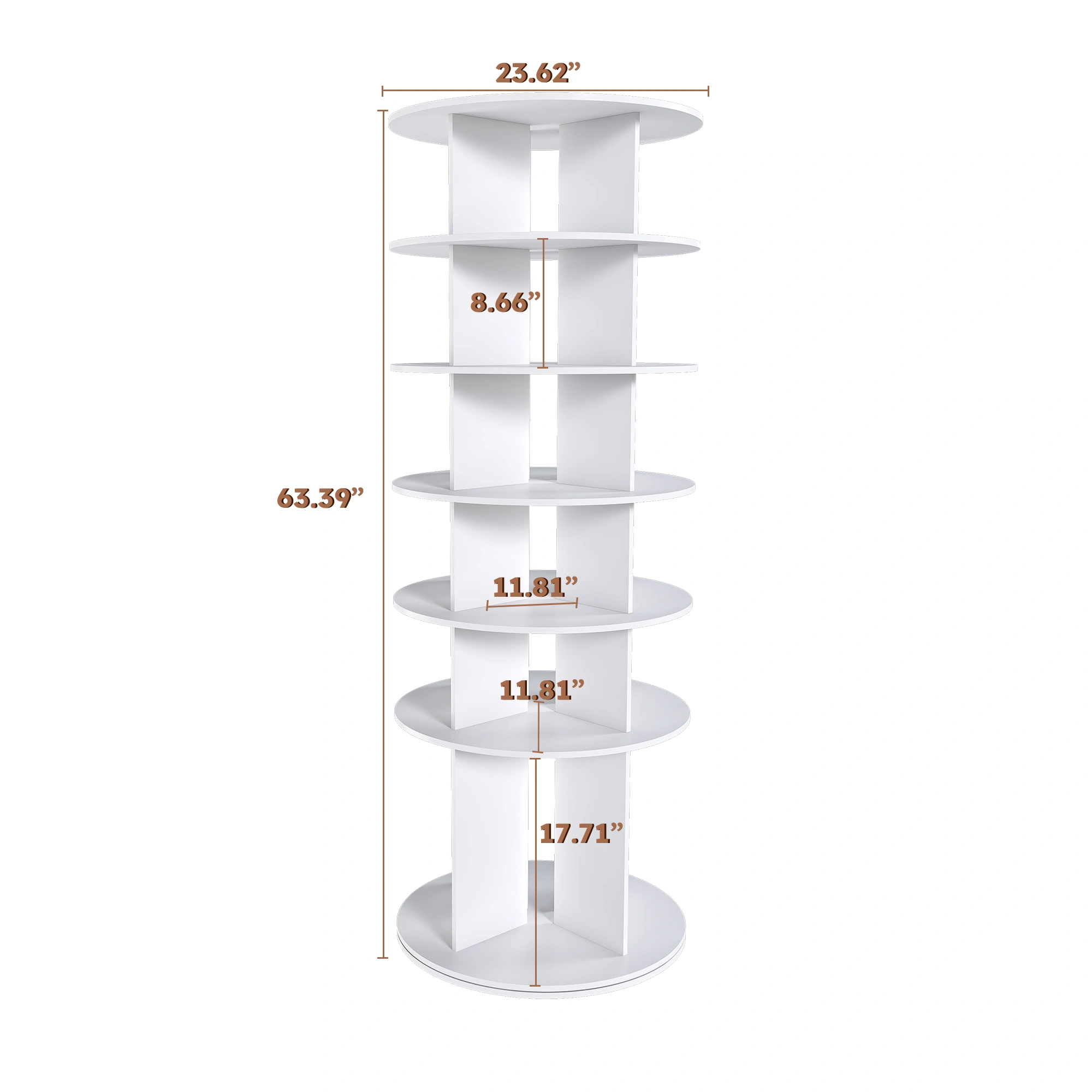Rotating Shoe Rack Tower, 6-Tier 360° Spinning Shoe Organizer, Free Standing Revolving Shoe Storage with High Bottom Design view 13