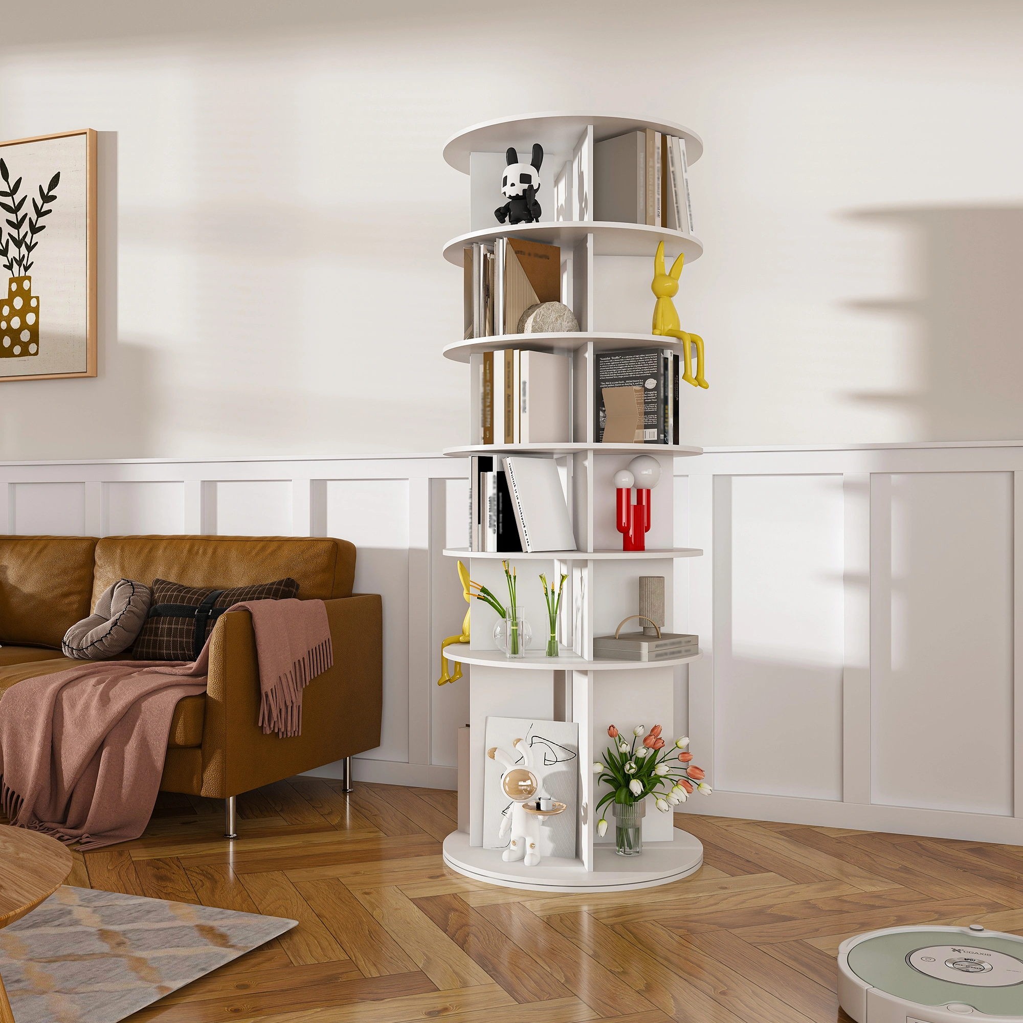 Rotating Shoe Rack Tower, 6-Tier 360° Spinning Shoe Organizer, Free Standing Revolving Shoe Storage with High Bottom Design view 4