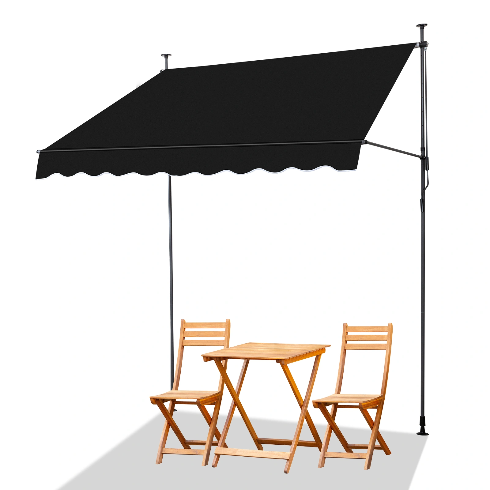 Retractable Awning 78.7D x 59.1W x (78.7-118.1)H Black Foldable Outdoor Canopy