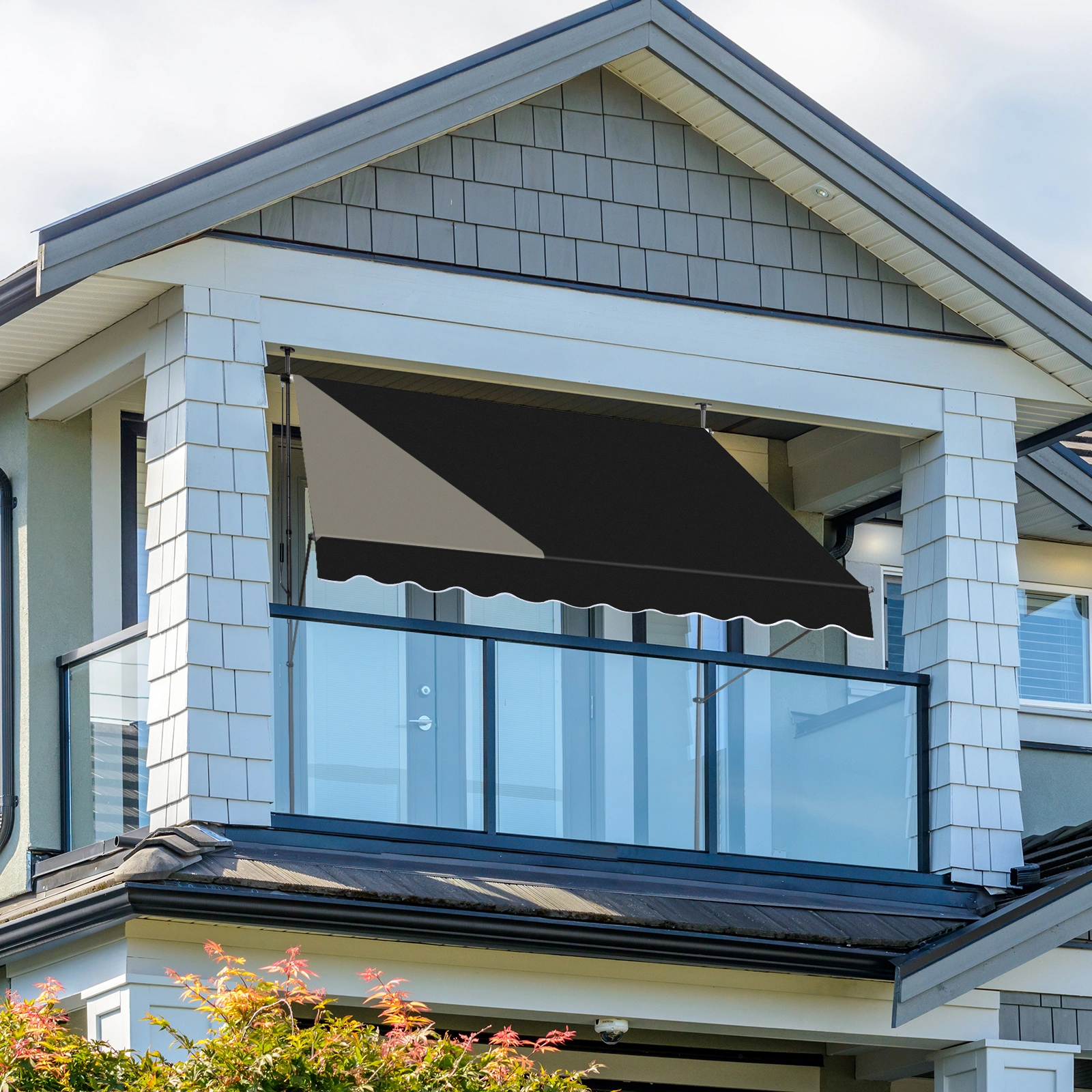Retractable Awning 78.7D x 59.1W x (78.7-118.1)H Black Foldable Outdoor Canopy view 4