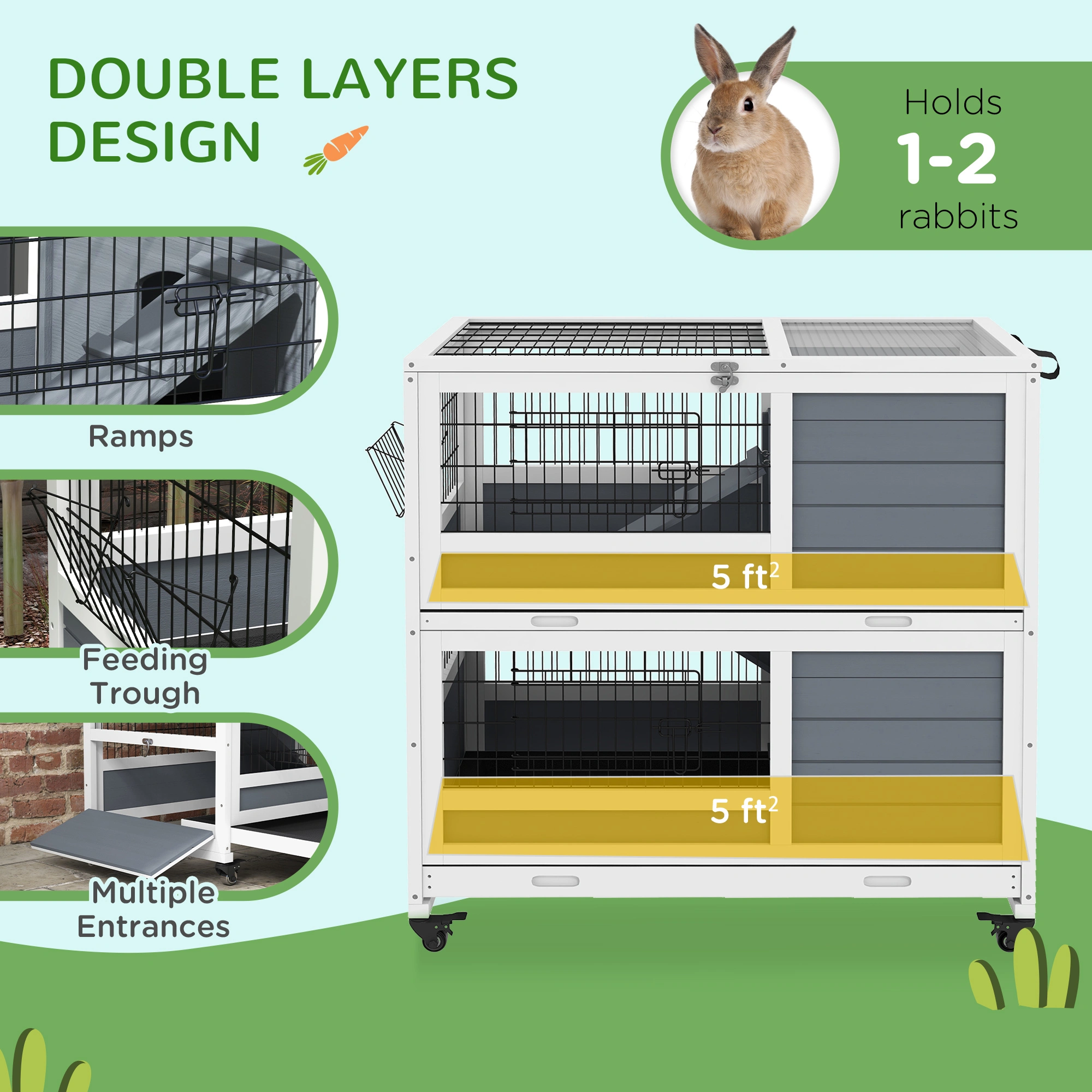 Small Animal Playpen Cage for Rabbits, Hamsters, Guinea Pigs - Heavy Duty Metal Wire Pet Pen with Door view 3