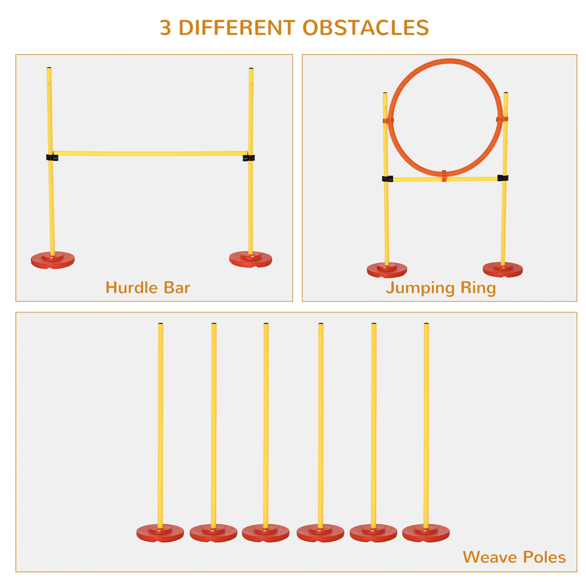 Dog Agility Training Equipment Set - Obstacle Course Toys for Small Medium Large Dogs, Outdoor Indoor Play, Complete Agility Kit with Jumps, Tunnels & Weave Poles view 3