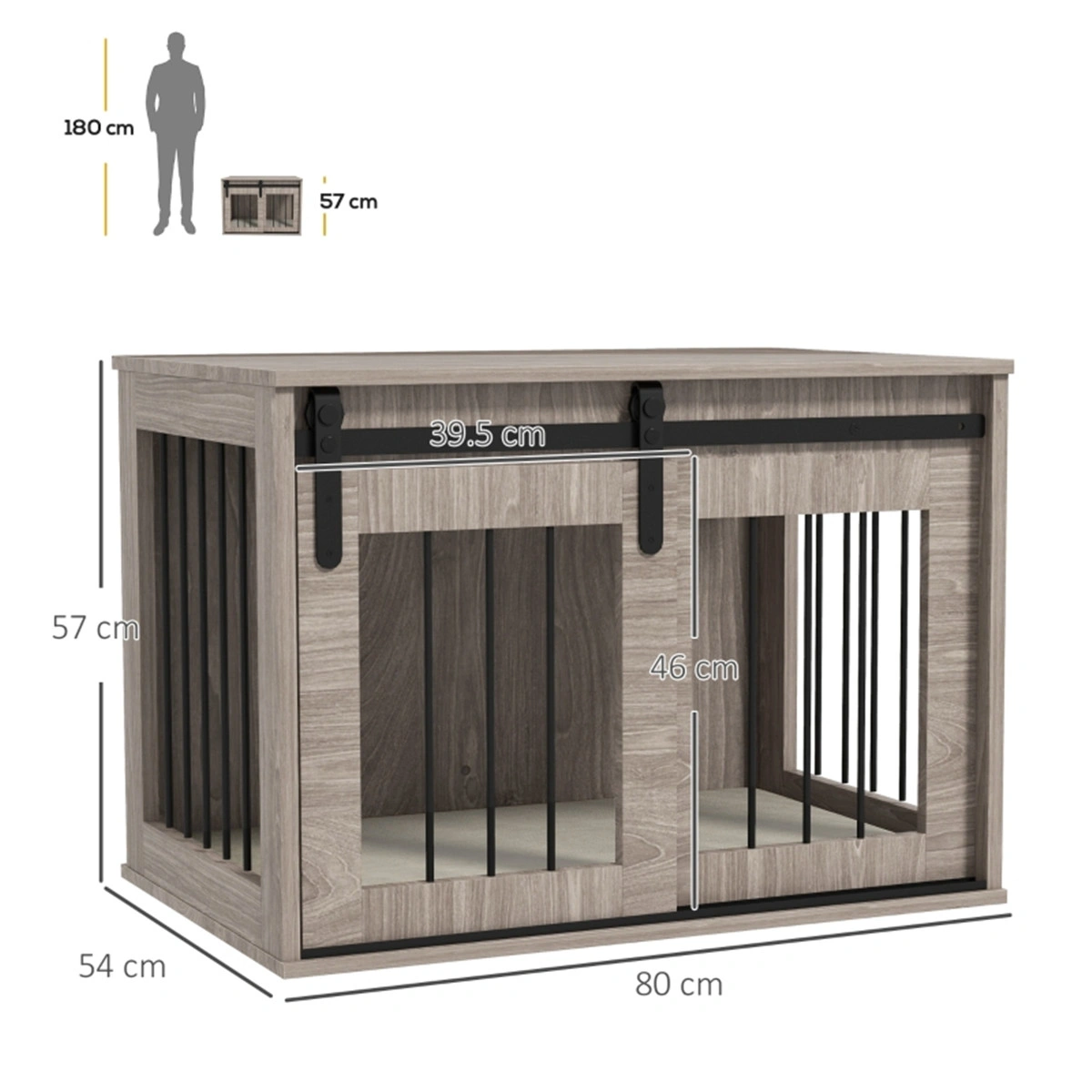80CM Medium Dog Crate Metal Folding Pet Kennel with Door Indoor Outdoor Heavy Duty Animal Cage view 2