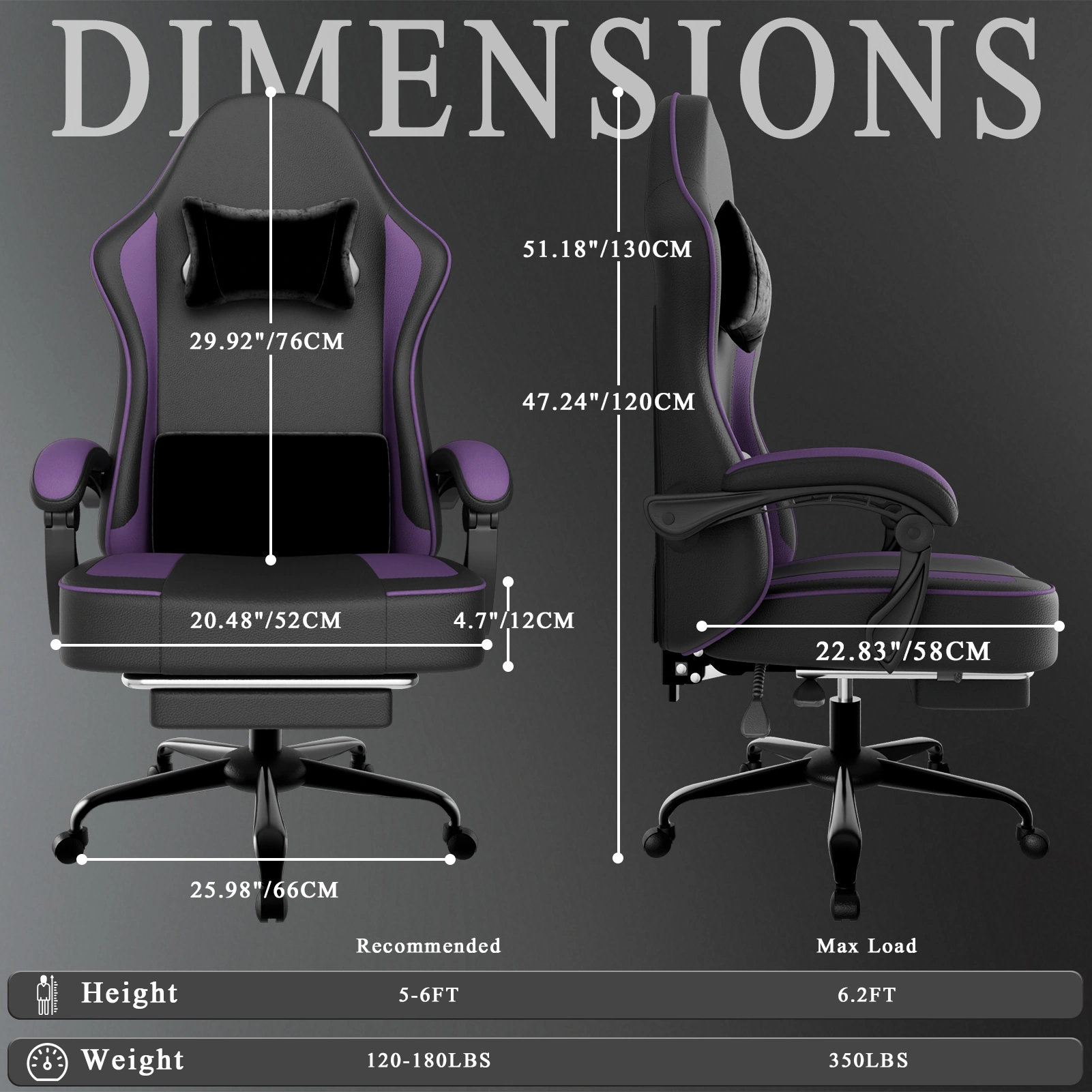 Ergonomic Gaming Chair with Pocket Spring Cushion & Footrest, Breathable PU Leather Computer Chair, Adjustable Headrest & Lumbar Support for Adults, Office Desk Chair view 3