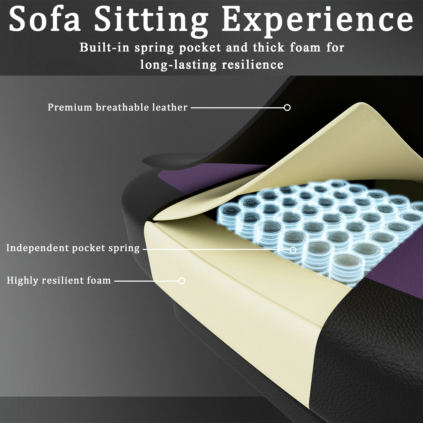 Ergonomic Gaming Chair with Pocket Spring Cushion & Footrest, Breathable PU Leather Computer Chair, Adjustable Headrest & Lumbar Support for Adults, Office Desk Chair view 4
