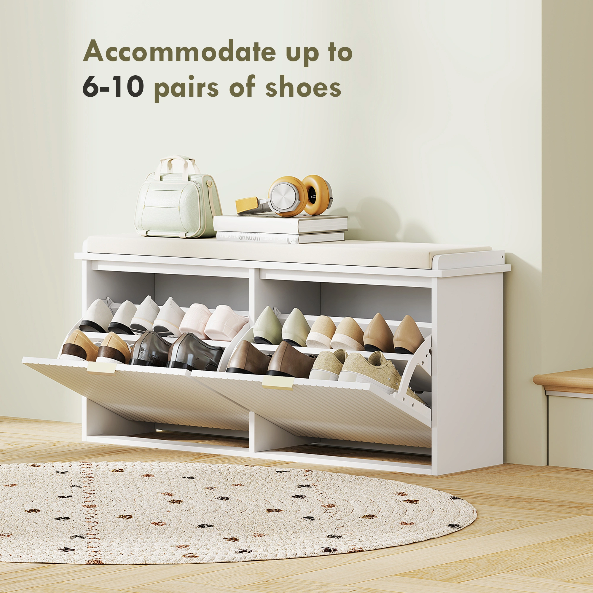 Shoe Storage Cabinet, Multi-Tier Entryway Organizer with Doors, Large Capacity Hallway Rack for Home, Bedroom, Closet view 4