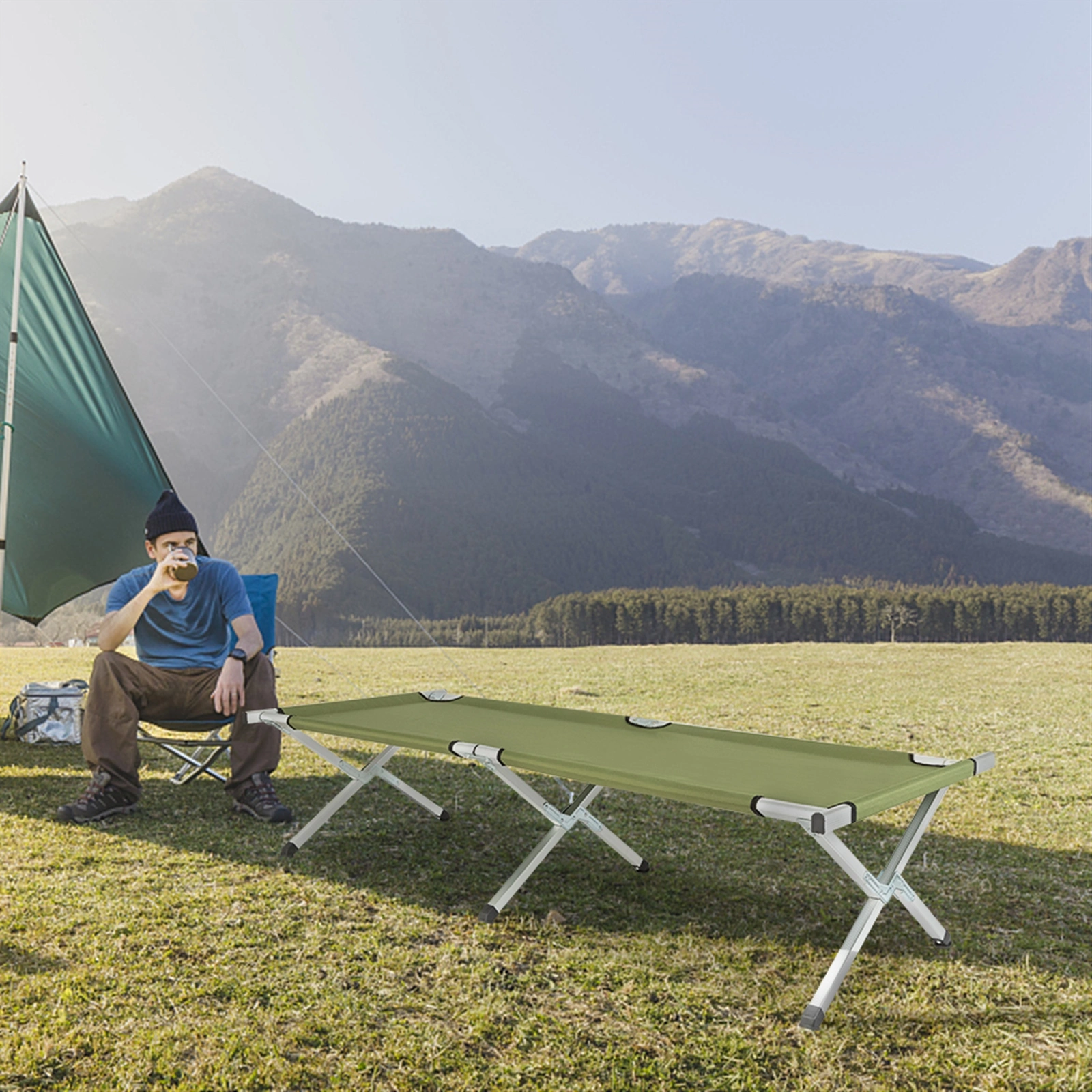 Portable Folding Camping Cot with Carrying Bag Army (Green) view 10