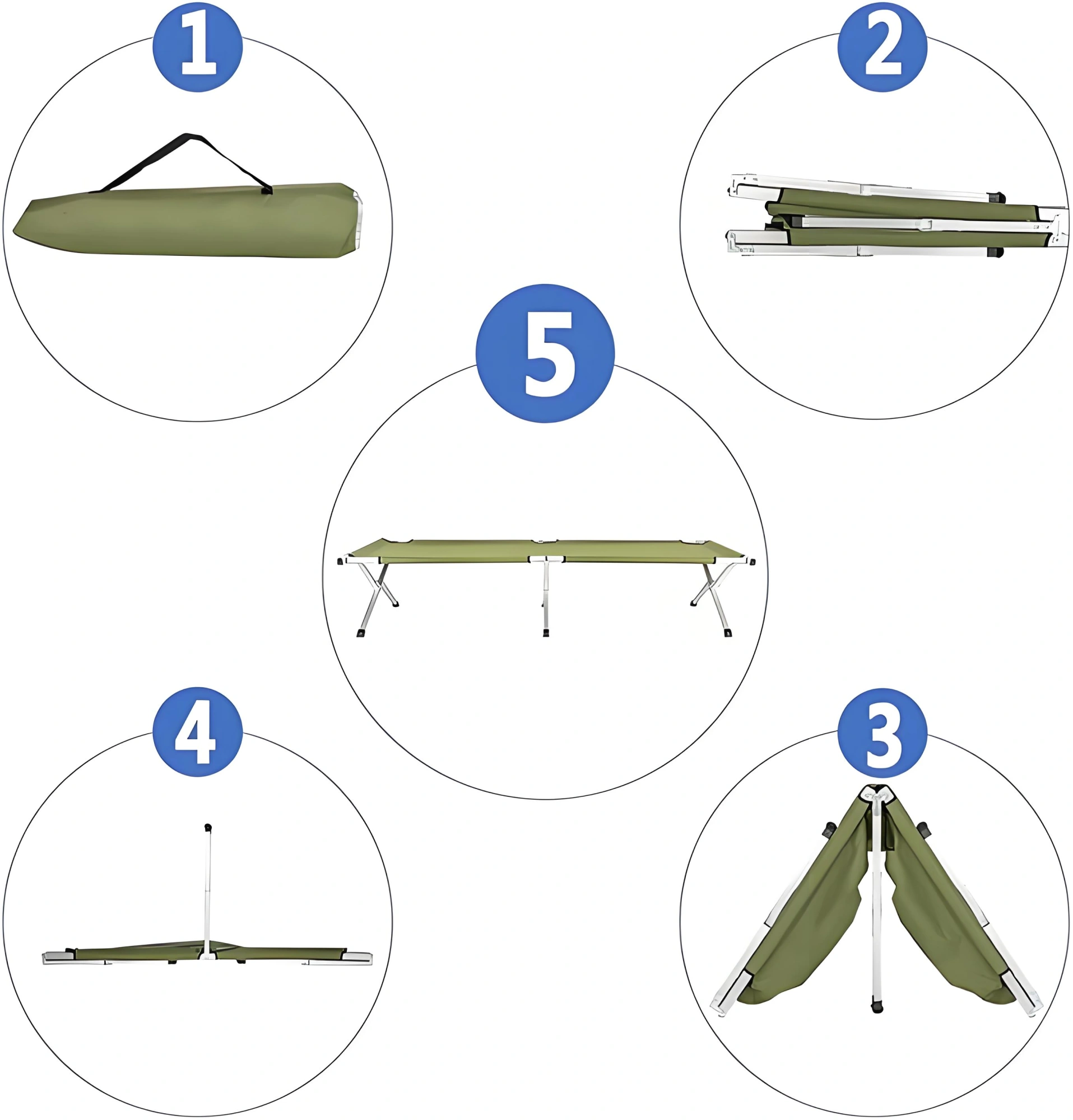 Portable Folding Camping Cot with Carrying Bag Army (Green) view 3