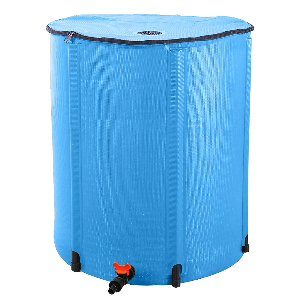 50 Gallon Folding Rain Barrel Water Collector Blue, Portable Collapsible Rain Water Barrel for Garden Irrigation