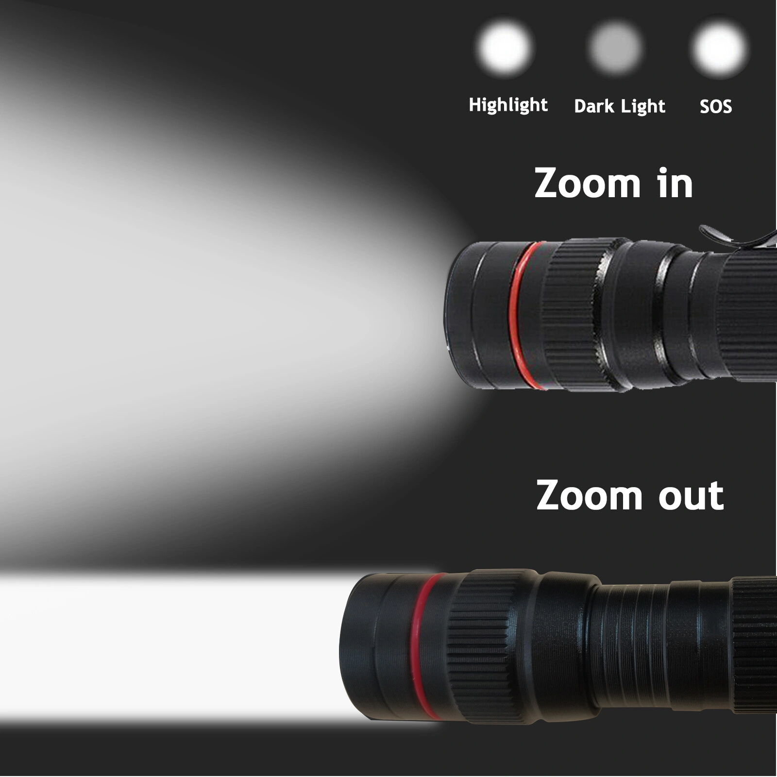 2 Pack USB Rechargeable LED Flashlight | Adjustable Focus, 3 Modes, Outdoor Mini Torch with USB Cable & Mini Box view 3