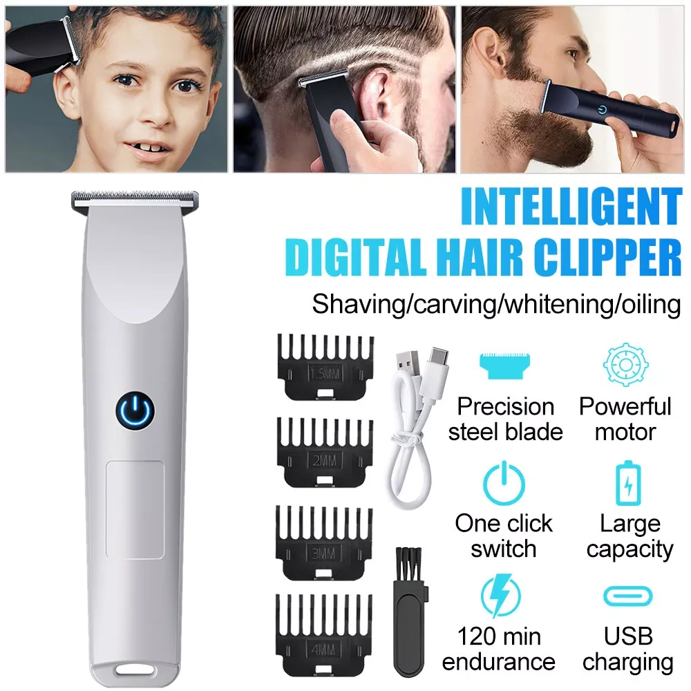 Men's Pro Electric Hair Clippers & Beard Trimmer, Professional Barber Shaving Machine for Men, White