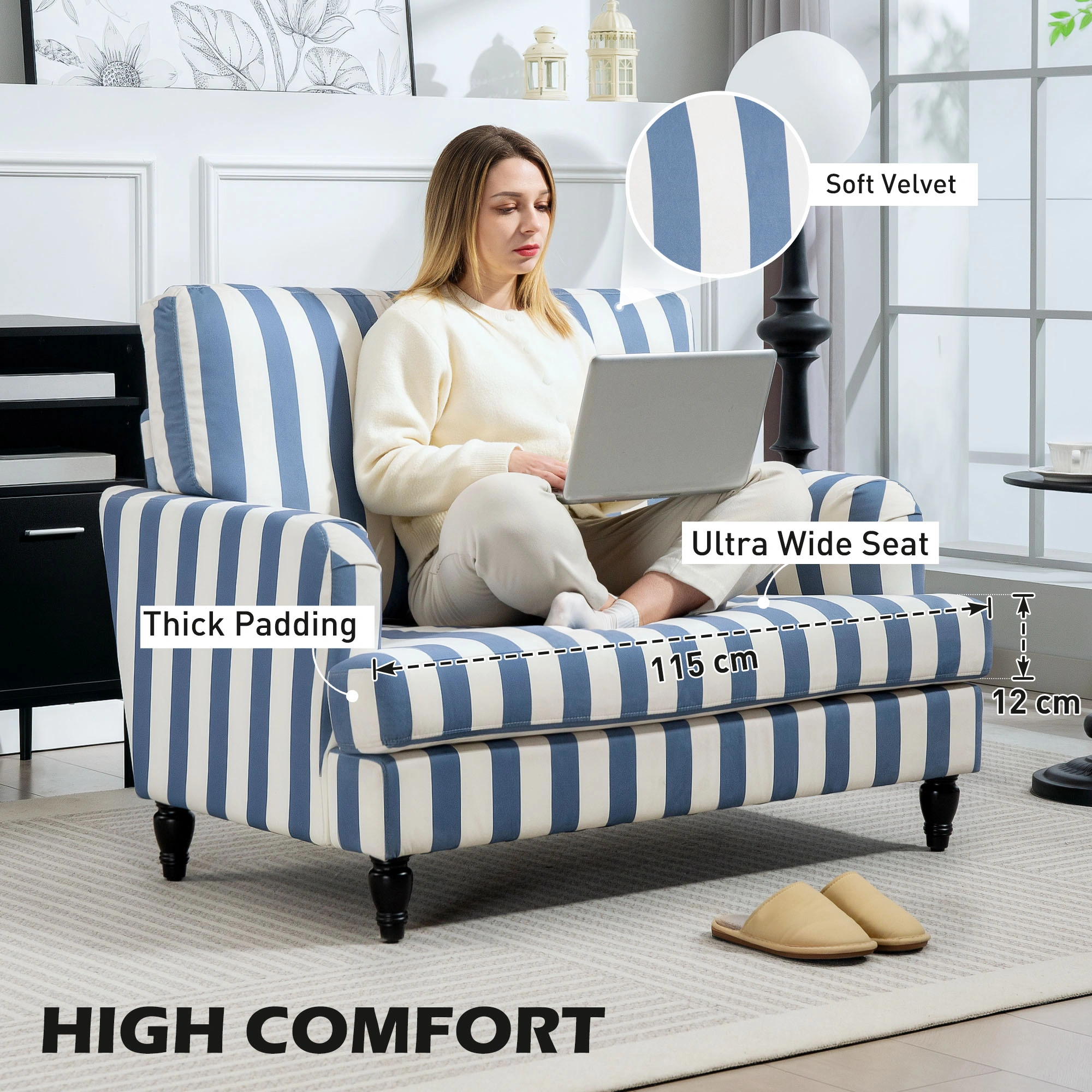Modern Sofa Chair, Upholstered Accent Chair, Compact Living Room Seating, Easy Assembly, Space-Saving Design view 4