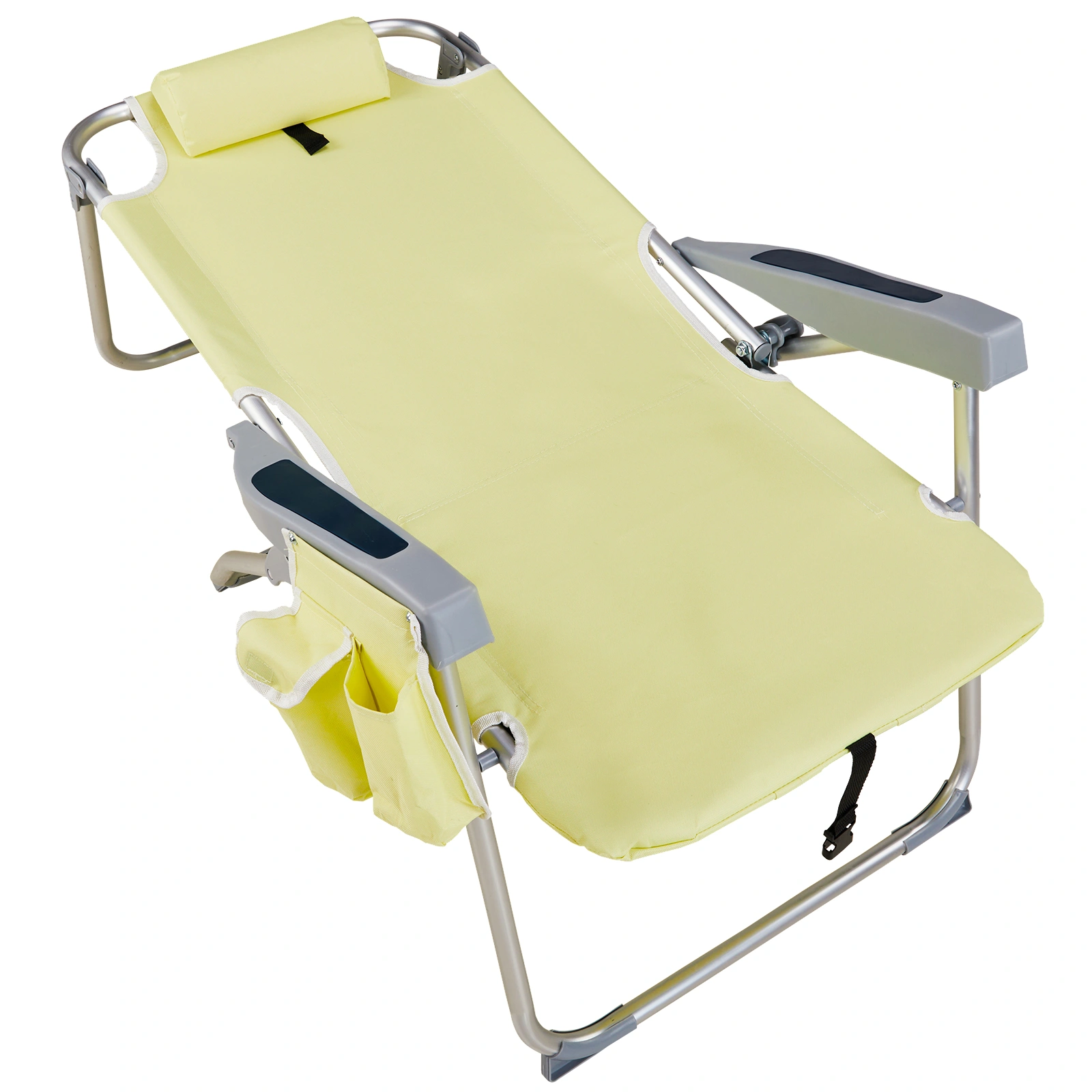 63*70*99cm Heightened Oxford Cloth Silver White Aluminum Tube Bearing 100kg Beach Chair Yellow view 2