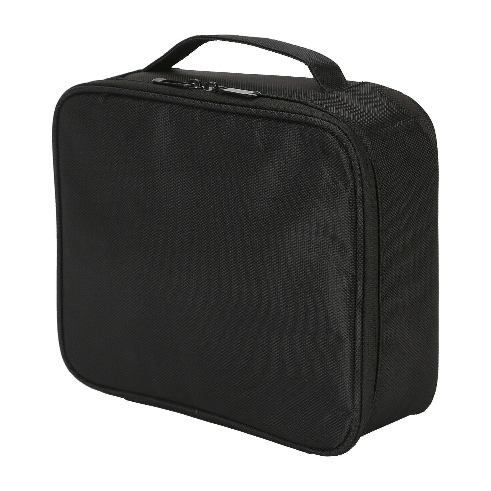 Portable Makeup Bag with Handle, Black Travel Toiletry Wash Organizer Case, Cosmetic Pouch