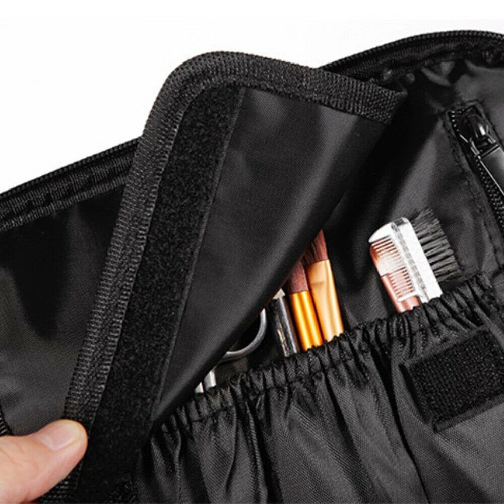 Portable Makeup Bag with Handle, Black Travel Toiletry Wash Organizer Case, Cosmetic Pouch view 3