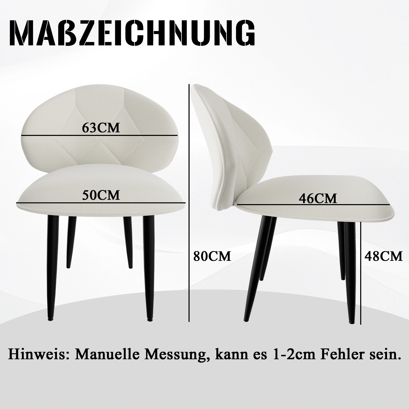 2 Pack Upholstered Dining Chairs Set, Modern Padded Dining Room Chairs with Wide Backrest, Comfortable Kitchen Chairs with Metal Legs, Gray view 2