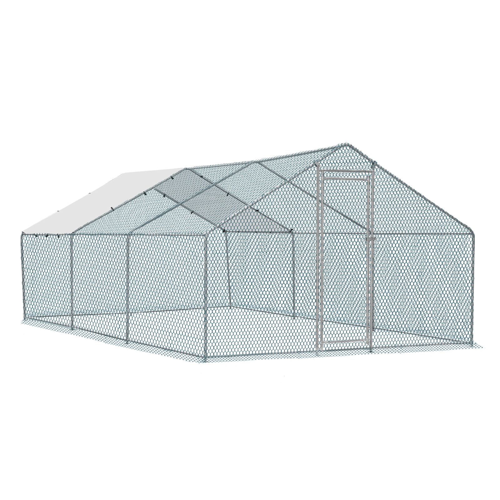 20 x 10 ft Large Metal Chicken Coop, Walk-in Poultry Cage Chicken Hen Run House with Waterproof Cover, Rabbits Cats Dogs Farm Pen for Outdoor Backyard Farm Garden