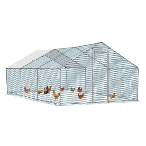 20 x 10 ft Large Metal Chicken Coop, Walk-in Poultry Cage Chicken Hen Run House with Waterproof Cover, Rabbits Cats Dogs Farm Pen for Outdoor Backyard Farm Garden view 3