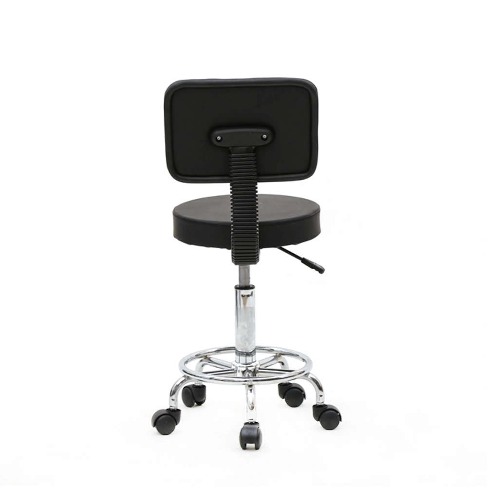 Round Shape Adjustable Salon Stool with Back Black view 18