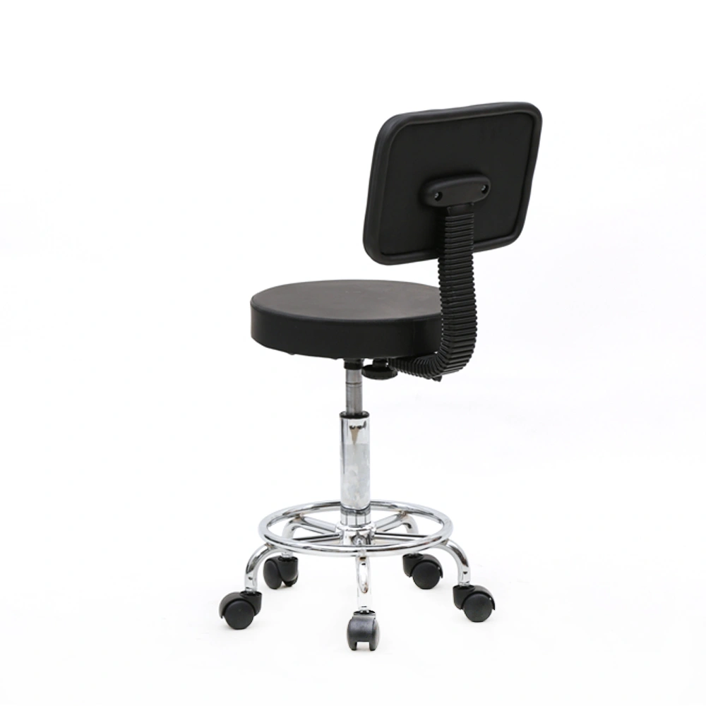 Round Shape Adjustable Salon Stool with Back Black view 19