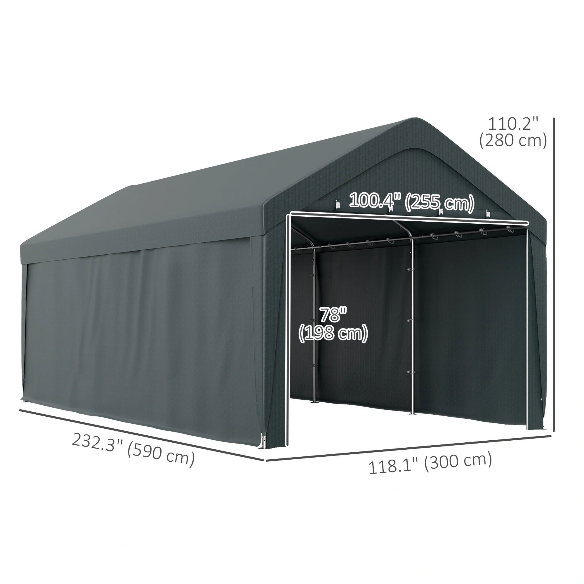 Portable Garage Car Shelter 12x22 ft, Pop Up Vehicle Storage Tent, Weather Resistant Outdoor Parking Cover view 2