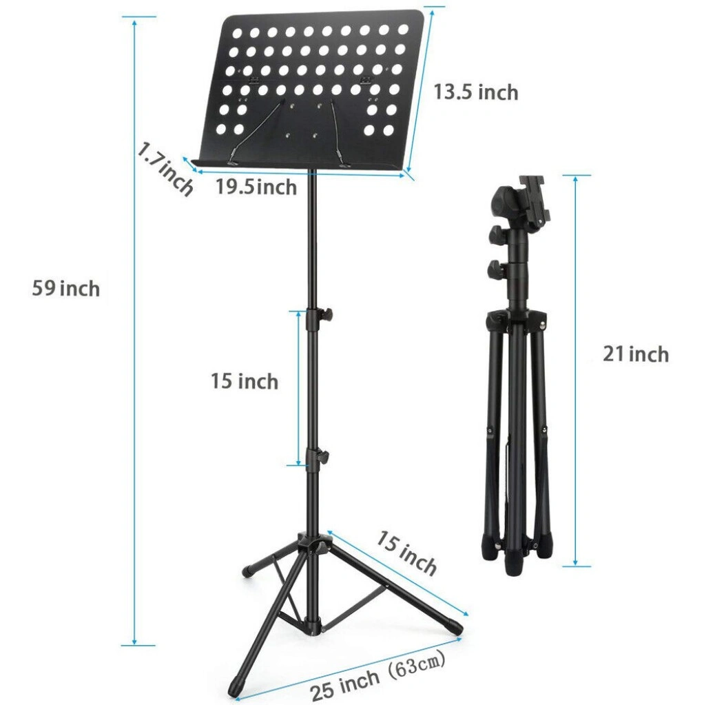 Heavy Duty Orchestra Music Stand, Adjustable Height & Angle, Sturdy Tripod Base, Professional Concert Performance view 2