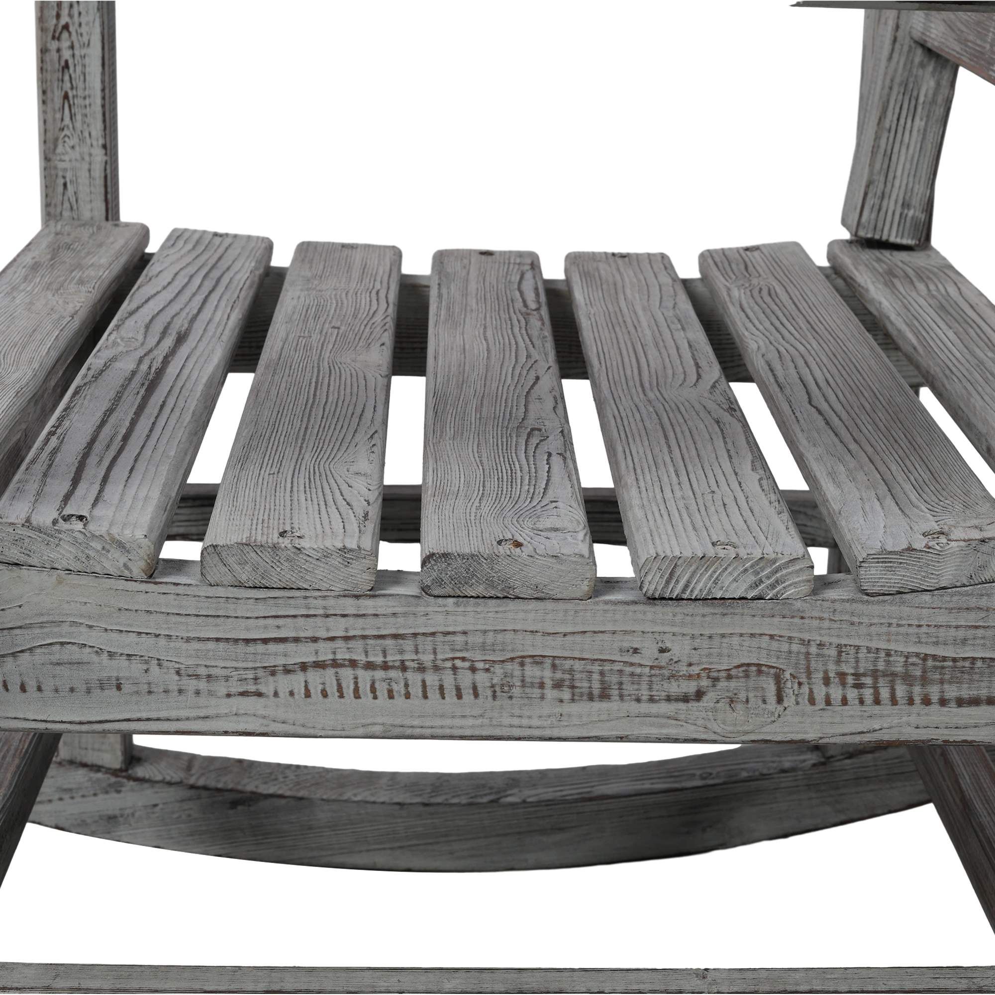 Oversized Wooden Porch Rocker Chair with Wide Seat & Tall Backrest - Light Grey High Back Rocking Chair for Indoor Outdoor Use view 12
