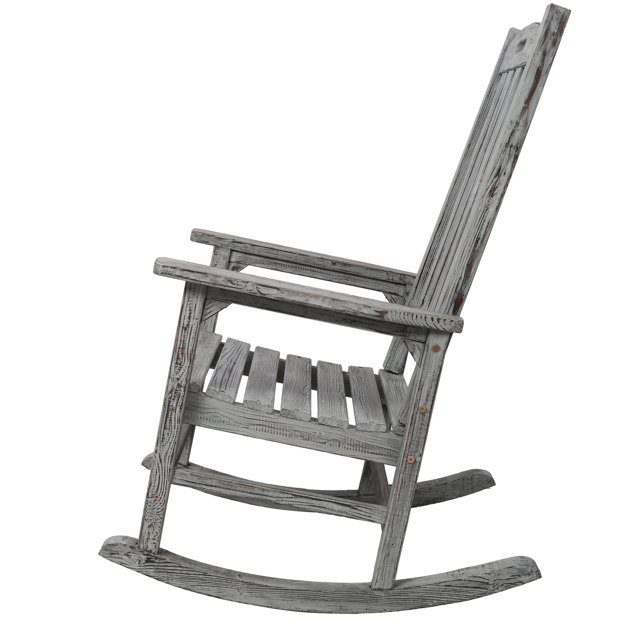 Oversized Wooden Porch Rocker Chair with Wide Seat & Tall Backrest - Light Grey High Back Rocking Chair for Indoor Outdoor Use view 8