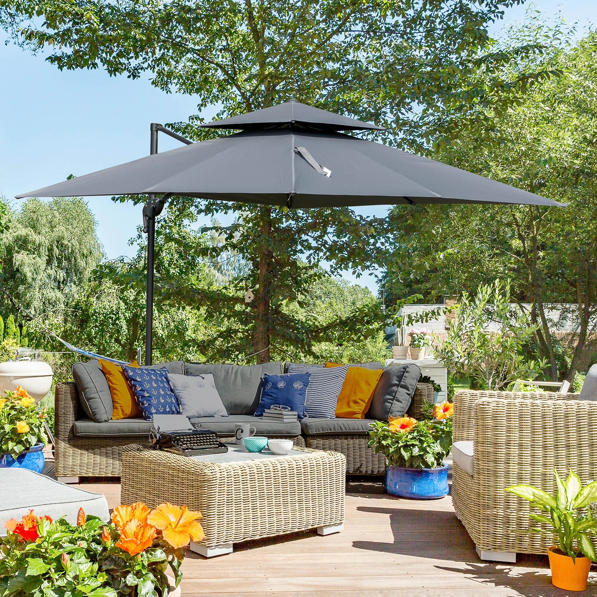 Wall Mounted Umbrella Stand, Rust Resistant Outdoor Holder Rack for Beach, Patio & Garden Umbrellas